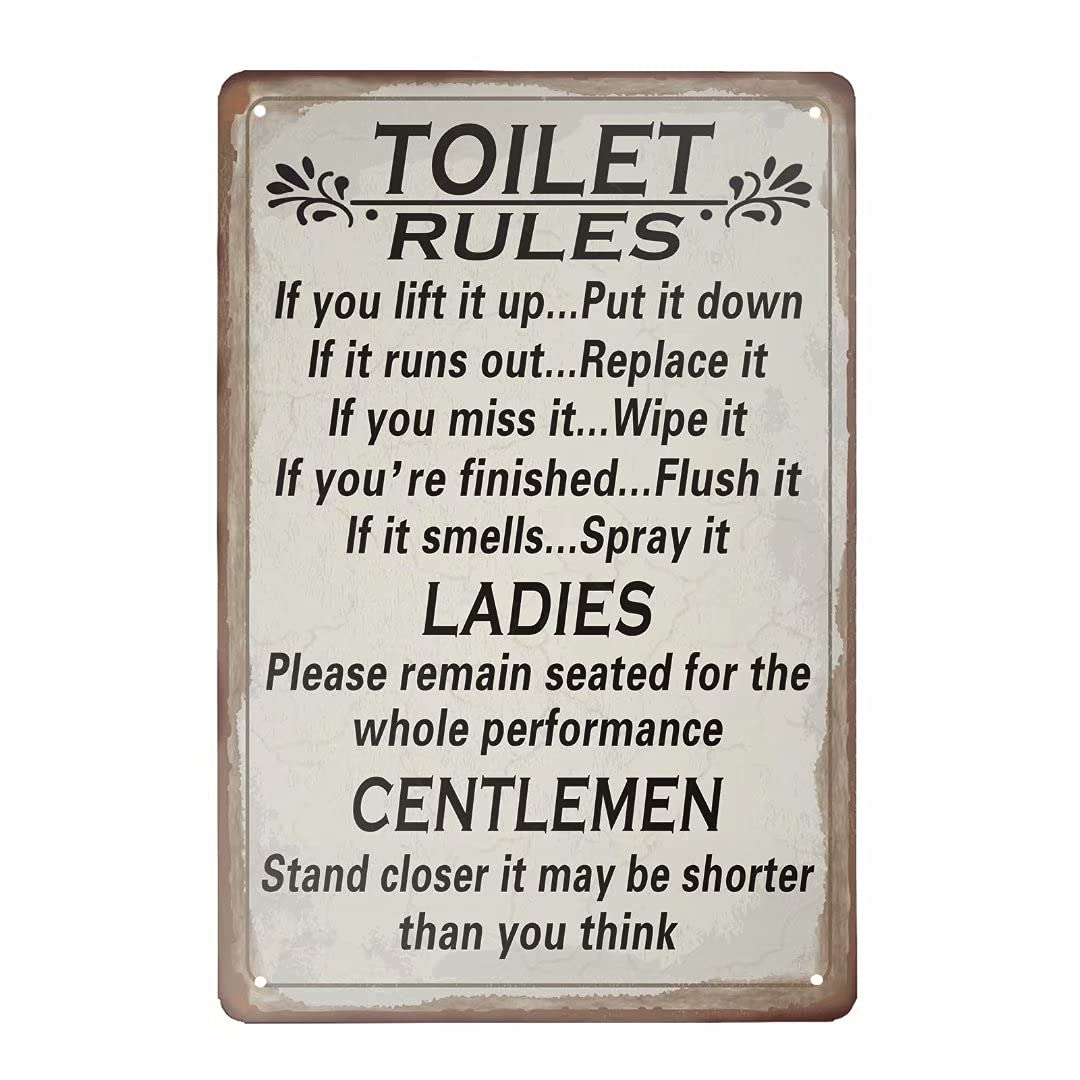 Vintage Flushing The Toilet Metal Sign — Retro Funny Bathroom Wall Decor, 12x8 Inch Tin Sign, Humorous Home Art - View #7