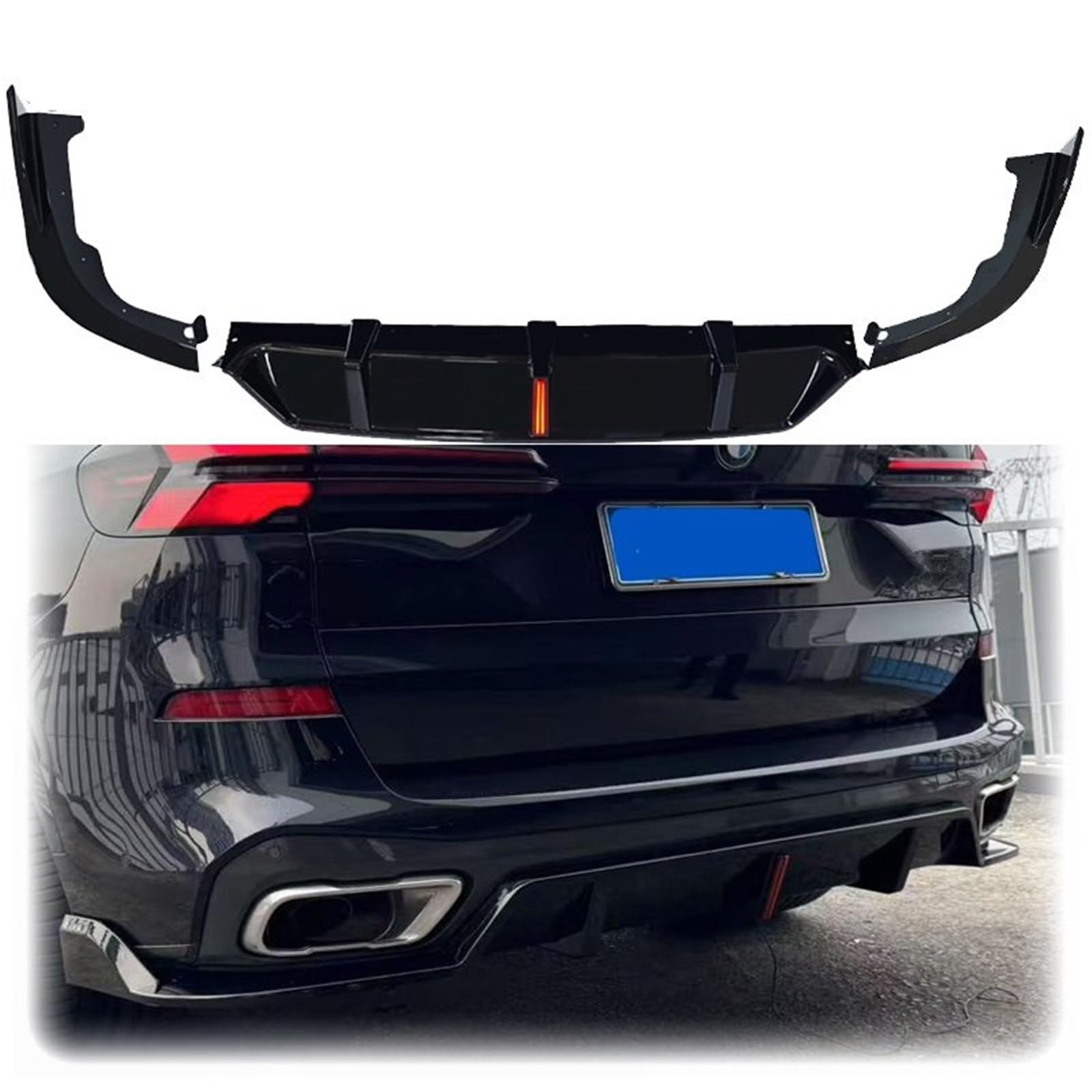 Spojlery tylne Do Bmw X5 G05 M50i M50d M60i Spojler samochodowy | M60d 40i 2019-2025 Z Diodowym Światłem Hamowania Tylny Zderzak Dyfuzor Spoiler Splitters