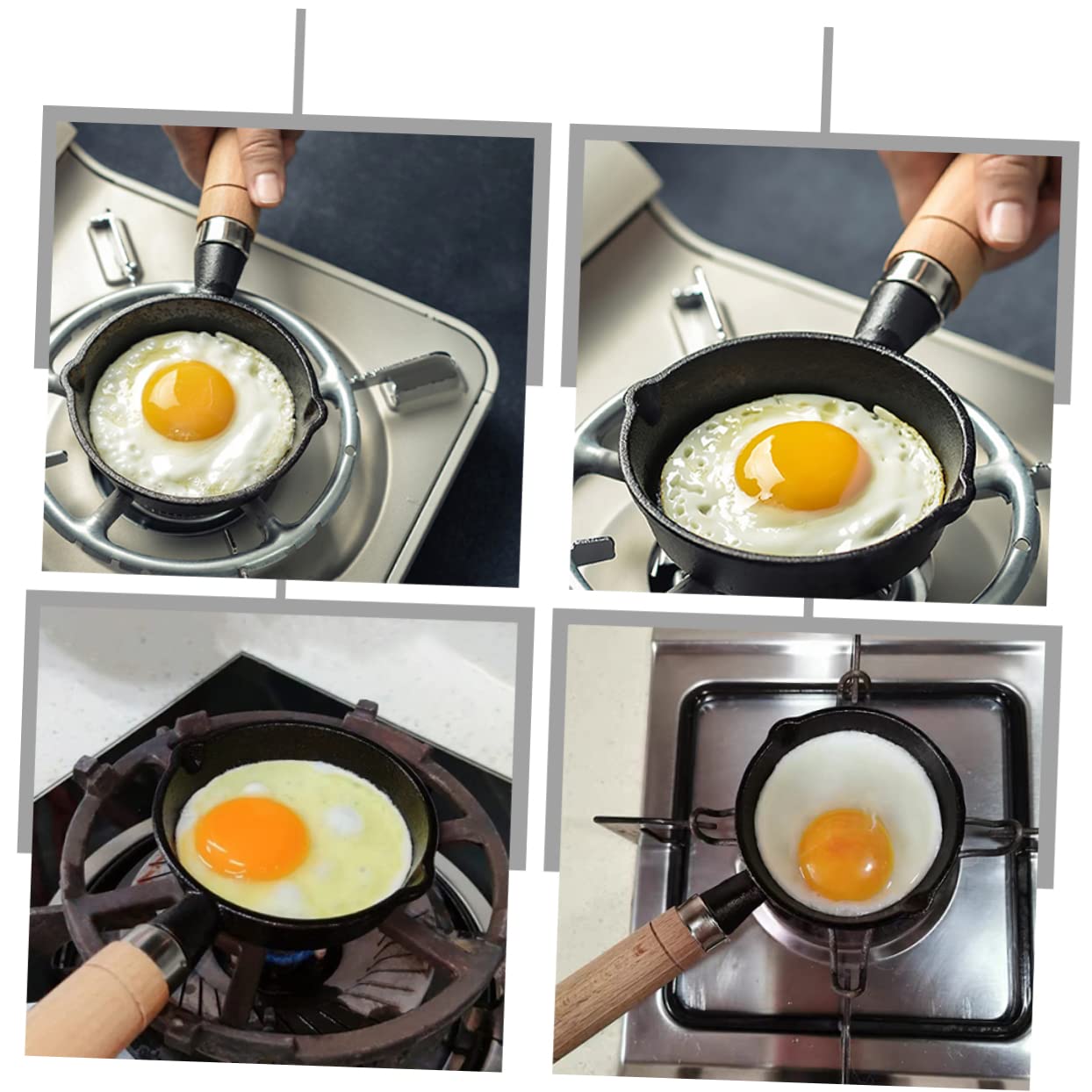 COLLBATH Kleiner Omelettpfanne aus Eisen Schwarze Kleiner Bratpfanne 13cm Gleichmäßige Wärmeverteilung Griffschonend für Zuhause und Restaurant