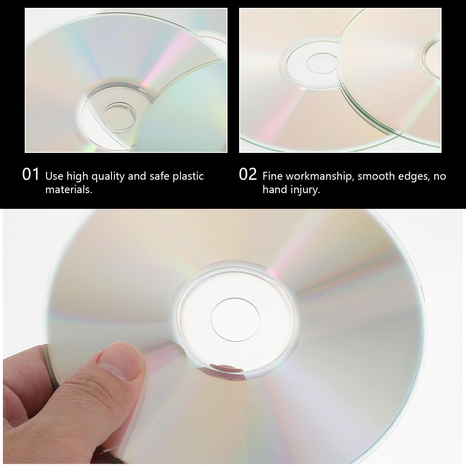 Alipis 50 Disques CD Décoratifs DIY Double Face Réfléchissante Plastique Bords Lisses