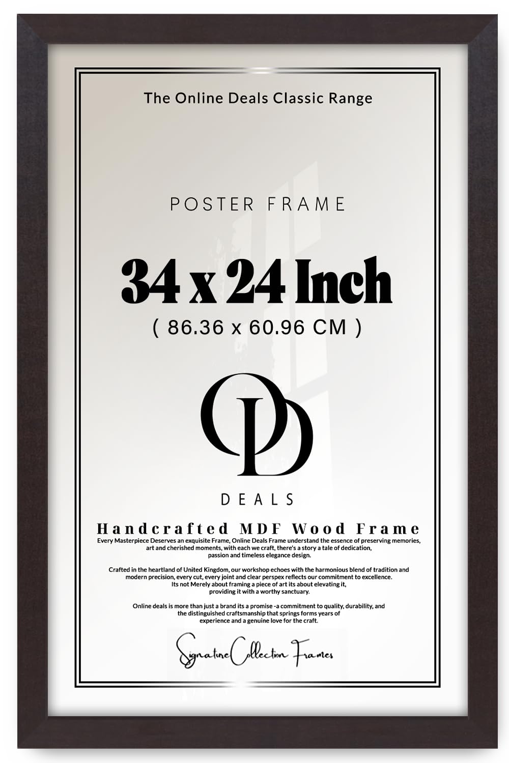 OD Deals — Elegant Rectangle Poster Frame 34 X 24 Inch | Engineered Wood With HD Crystal Clear Glazing (86.36 X 60.96 CM) For Gallery Wall Décor Anniversary Birthday Wedding Mahogany Finish