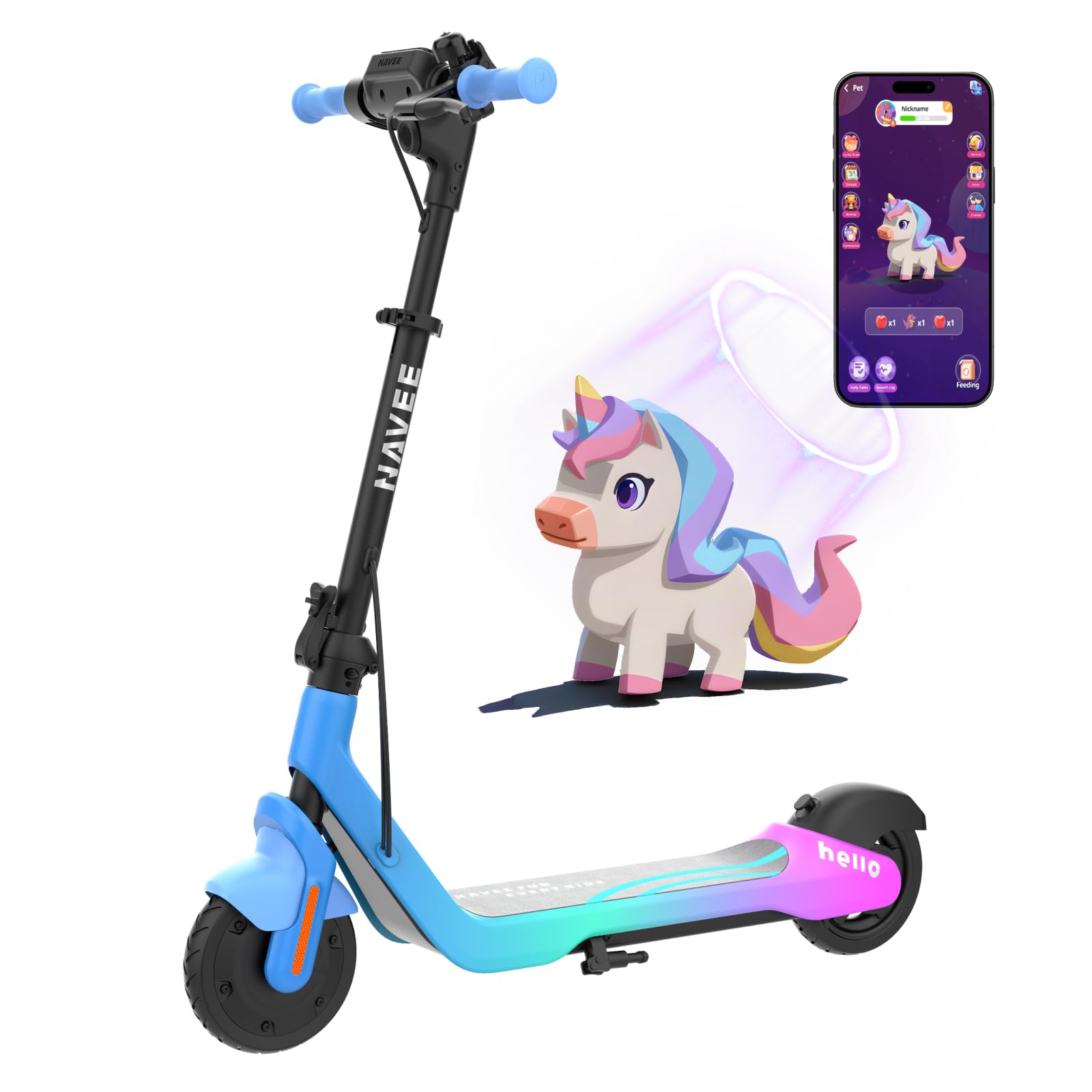 NAVEE K100 Series Electric Scooter for Kids 5-11 Adjustable Handlebar Speed Digital Pet 12 4 9 9 7
