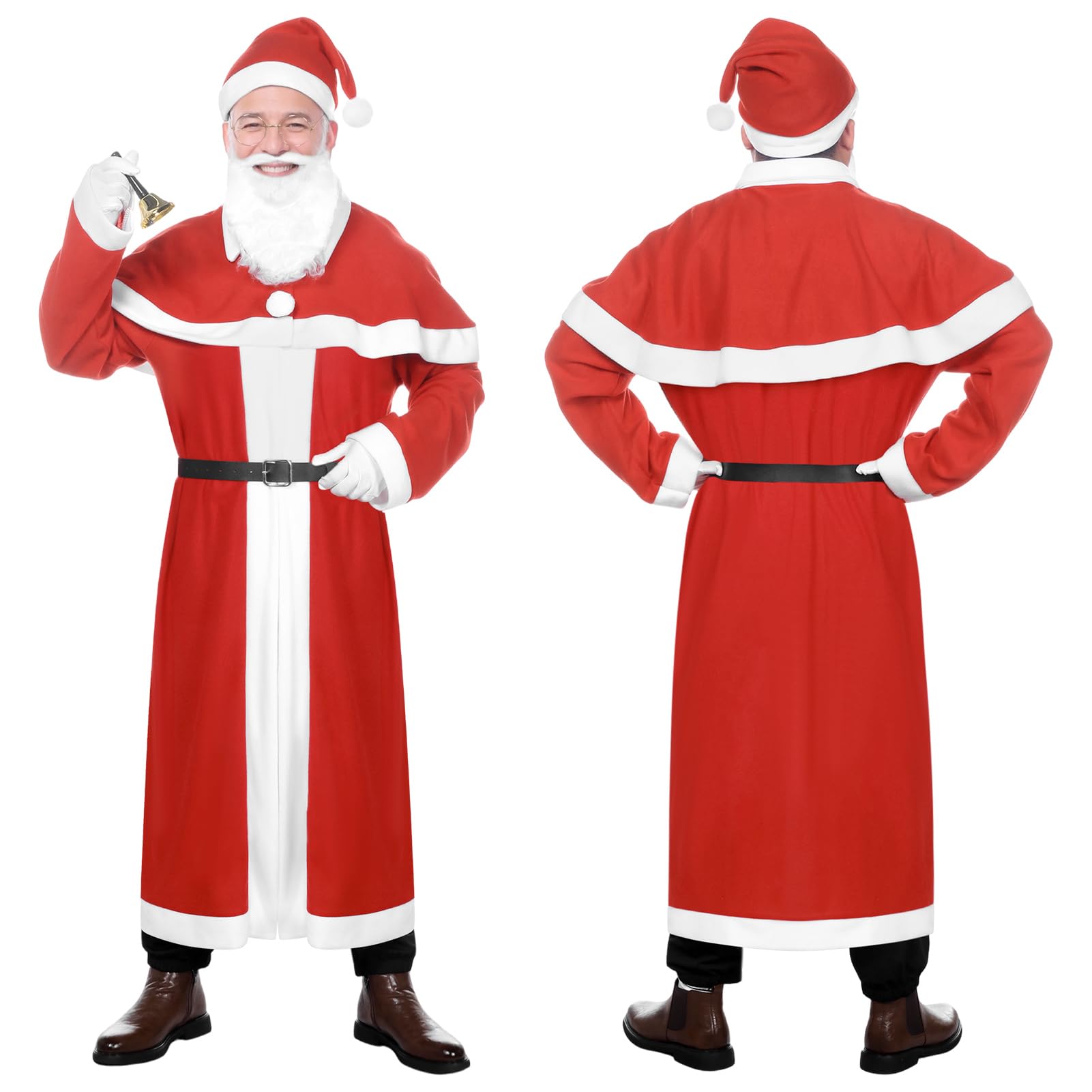 Joyesplay Santa Costume Adult Men,Father Christmas Outfit Santa Suit with Jacket Pants Xmas Party Cosplay Set (8 PCS) - Image 3