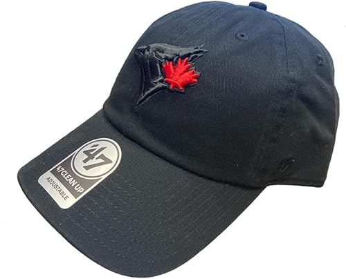 Miniatura 1 de '47 Toronto Blue Jays - Sombrero de limpieza ajustable con diseño de hojas negras sobre negro y rojo, color negro, talla M, Negro -