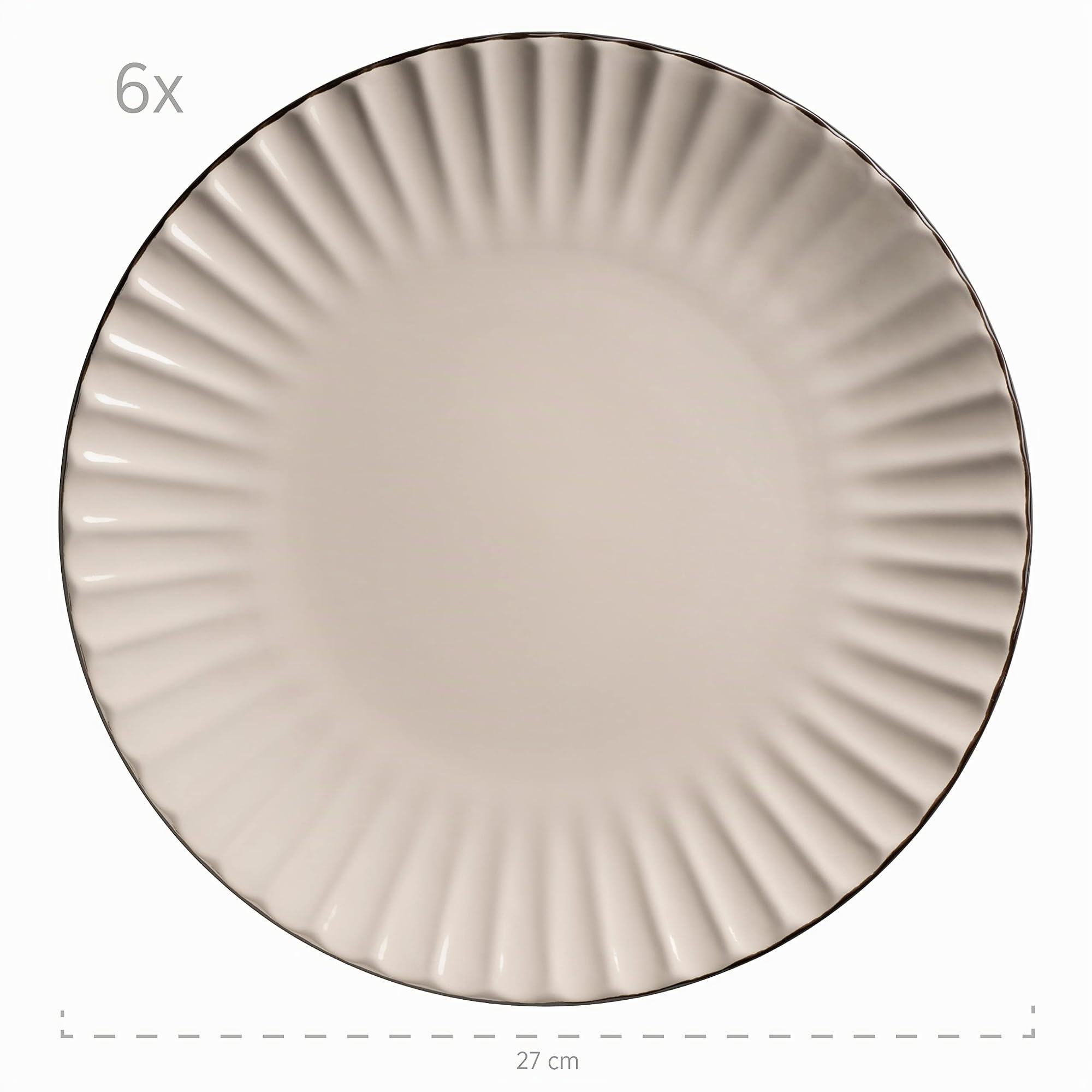MÄSER Osita 931967 Serie Retro - Vajilla para 6 personas con forma de onda, 18 piezas, con plato llano, plato de postre y cuenco de cereales, juego de vajilla, gres, color crema