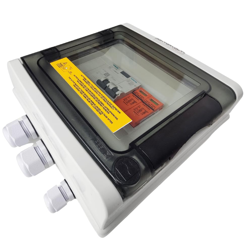 Doktorvolt Scatola di collegamento solare AC IP65 con interruttore SIEMENS LS 1P C20A, FI 25A 300mA e protezione T1/T2 PV 1000V