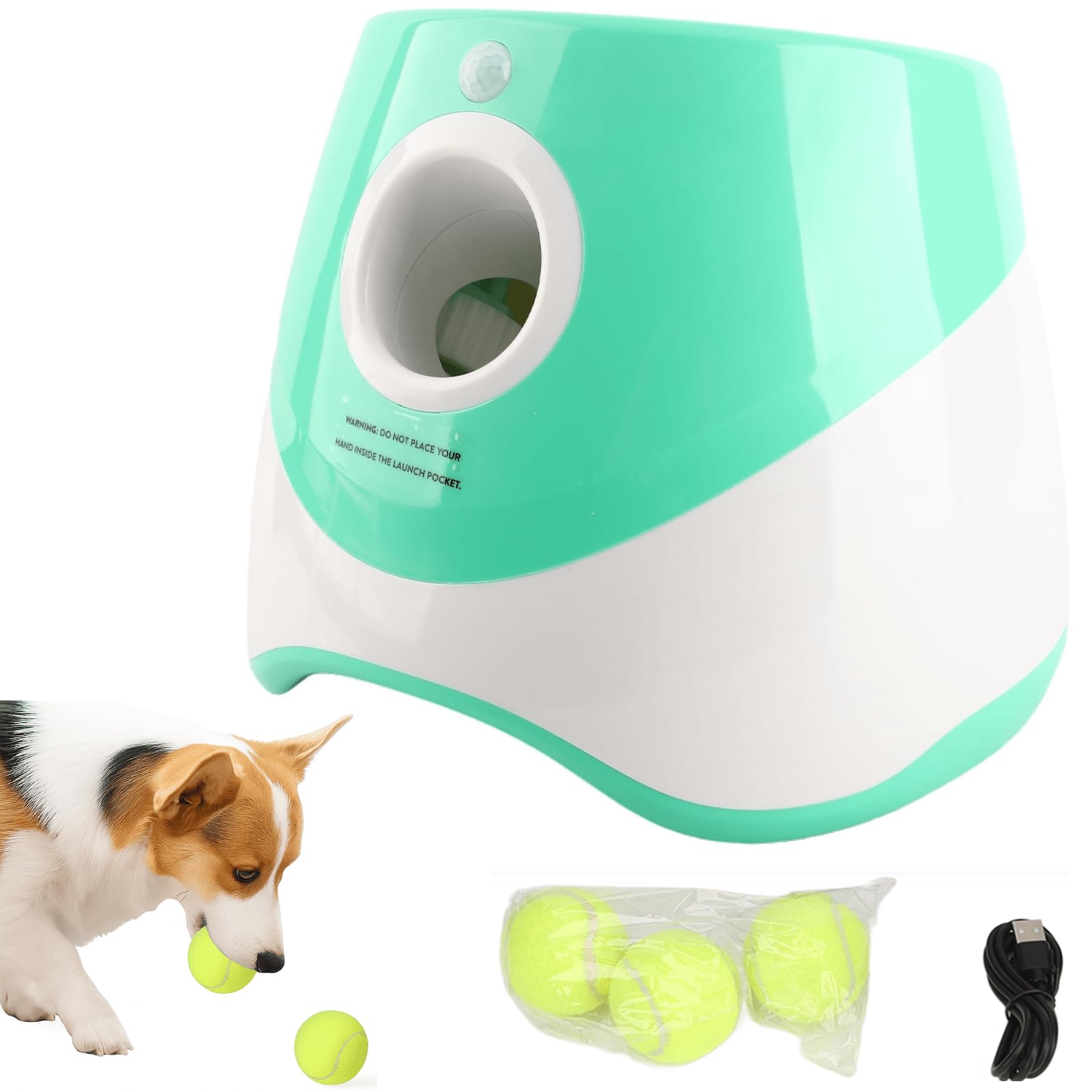 Changor Automatic Ball Launcher, Dog Ball Launcher, Rechargeable 3 Modes Dog Ball Thrower Interactive Mini Dog Ball Throwing Machine, Dog Launcher Pet Throwing Machine Outdoor