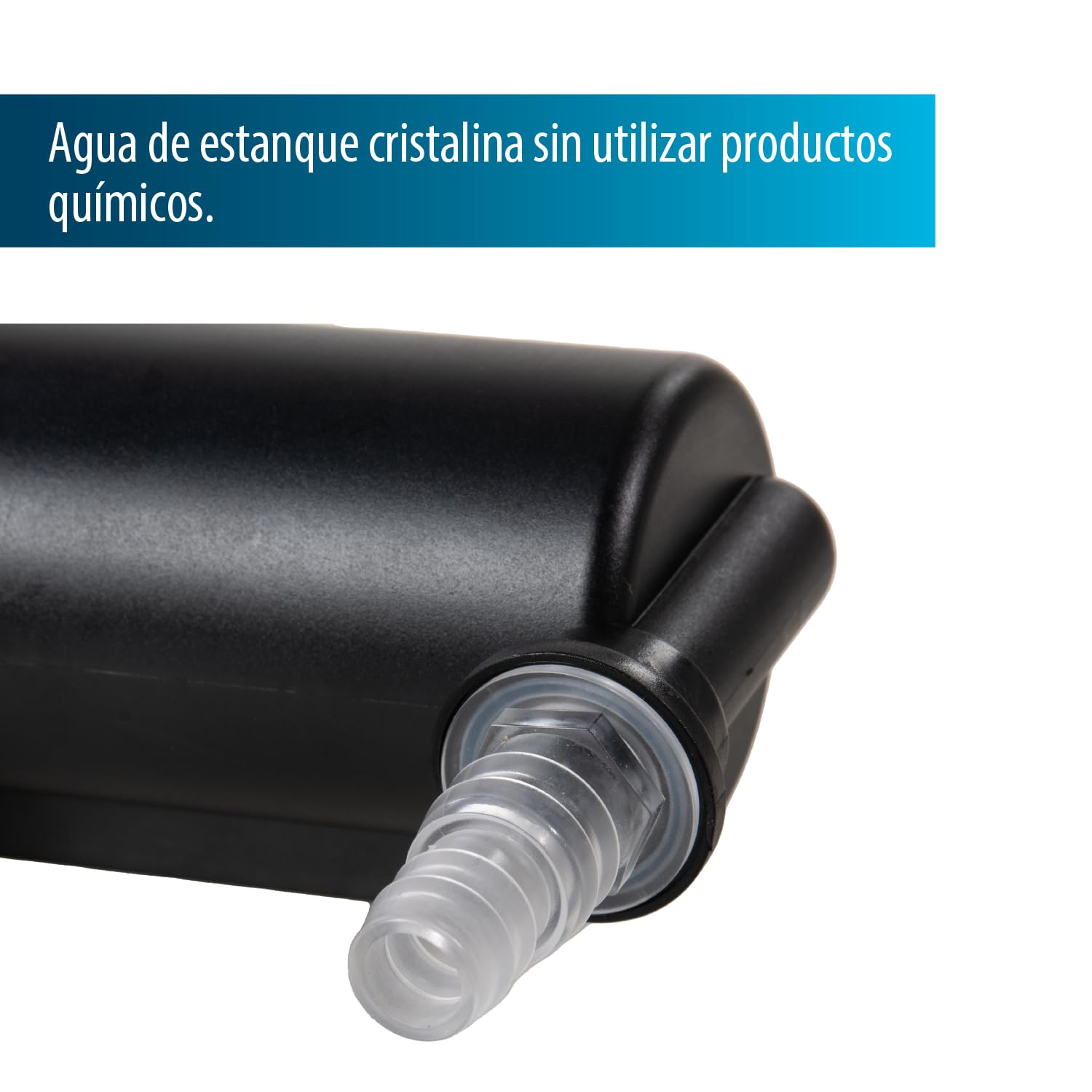 AquaForte GUV-207 UV-C, Estanque máx. 6 m³, caudal máximo 1,2 m³/Hora, 7 W, Carcasa con conexión Quick Lock, Equipada con 3 Conexiones: 3 Conexiones de Manguera 20/25/32/40 mm y Vidrio de succión UV