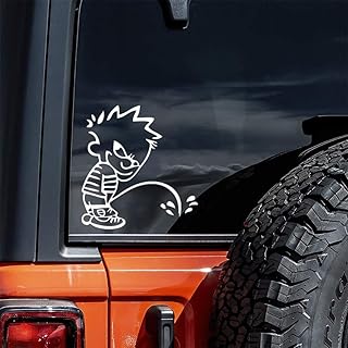 2 Pack Peeing Boy Humor Vinyl Decal - 4.7"x5.1" Funny Fuel Cap Sticker for Cars, Toilets, Bumper- Increase Fun Auto Parts| #AZ37 (White)