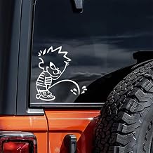2 Pack Peeing Boy Humor Vinyl Decal - 4.7"x5.1" Funny Fuel Cap Sticker for Cars, Toilets, Bumper- Increase Fun Auto Parts| #AZ37 White