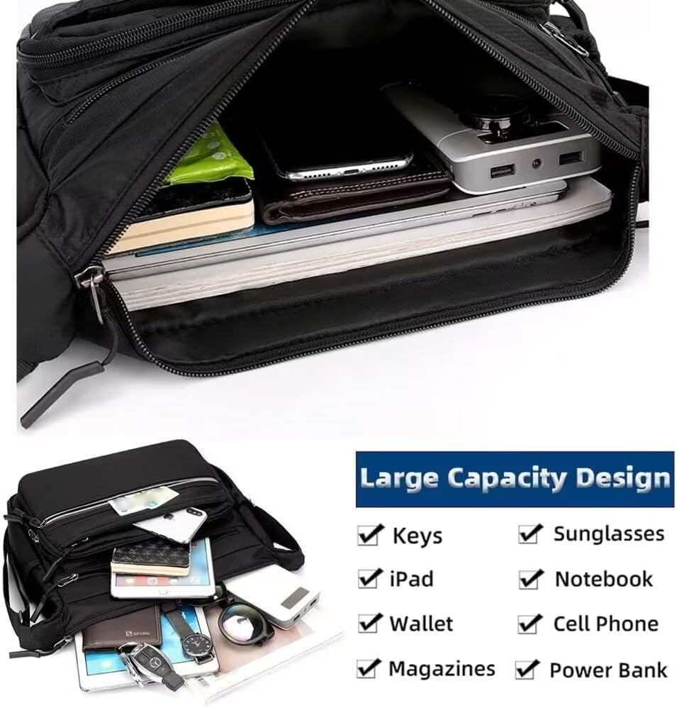 MINTEGRA Crossbody Bag for Men Multi-pocket Messenger Bag Nylon Waterproof Shoulder Bag Daily Travel Bag Lightweight Satchel - Image 5