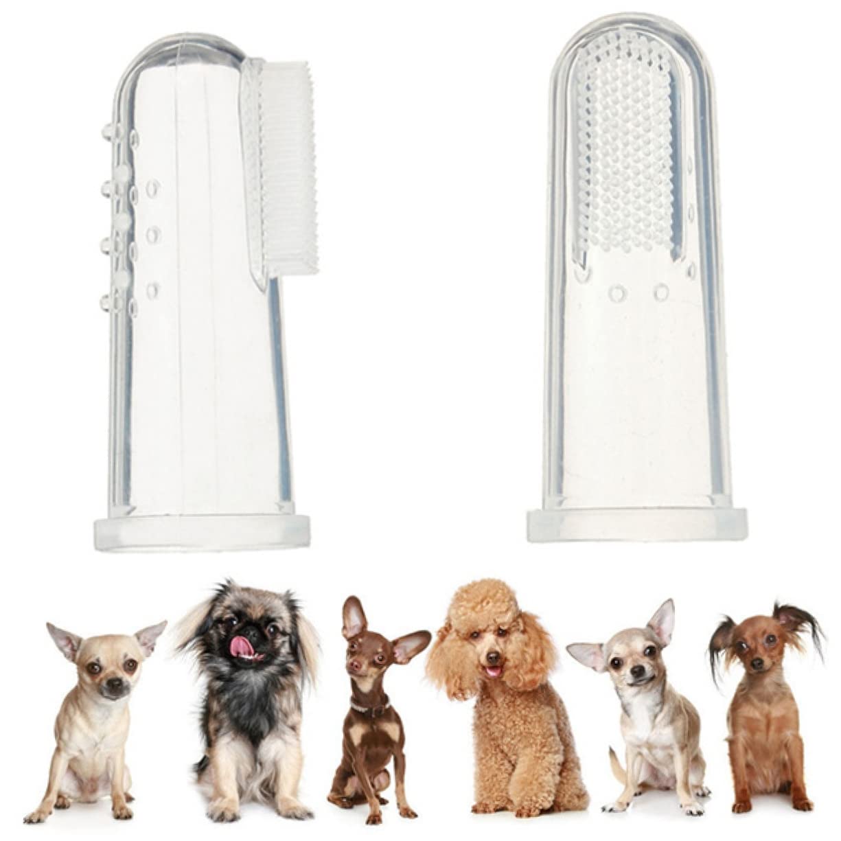 SUPVOX 4-Piece Pet Finger Toothbrush Set Soft Brush for Dogs Cats Puppies and Kittens Easy to Use and Long-Lasting