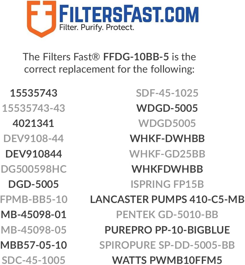 Filters Fast FFDG-10BB-5 Compatible Replacement for Pentek DGD-5005 Water Filter Cartridge, 10-Inch