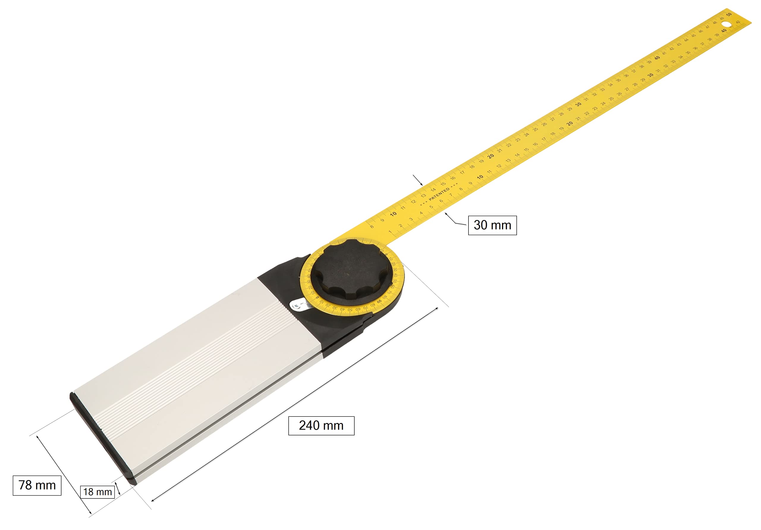 KOTARBAU® Winkelmesser 500 mm Einsteilbar mit Skala 0°–90° für präzise Messungen