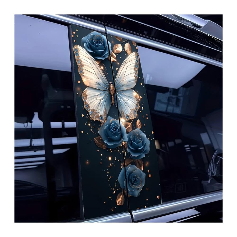 Bertdcx One Color Butterfly Floral Vinyl Car Stickers Semi Matte Self Adhesive Auto Parts