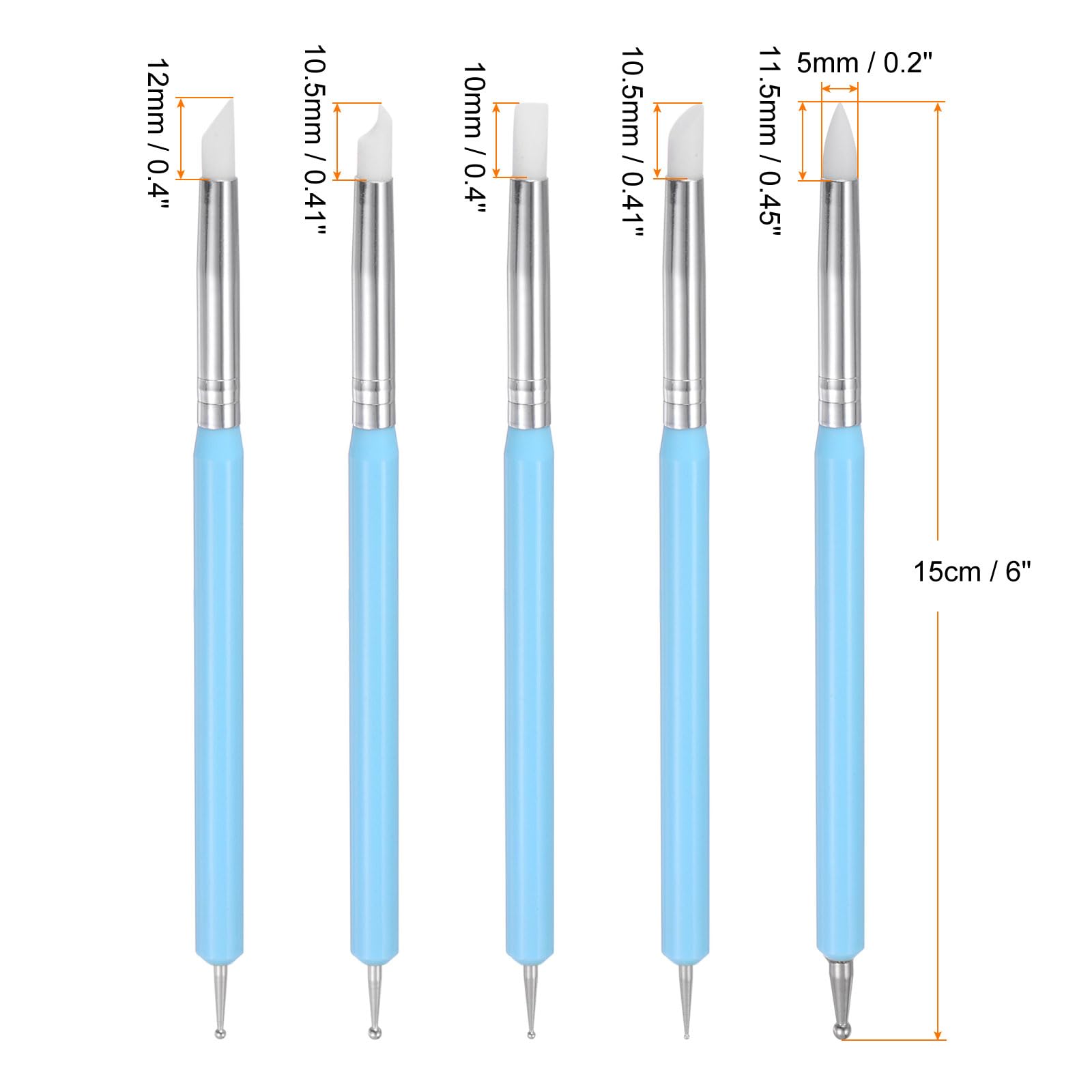 Sourcing Map 5 Pcs Silicone Clay Sculpting Tool Double-Ended Rubber Tip