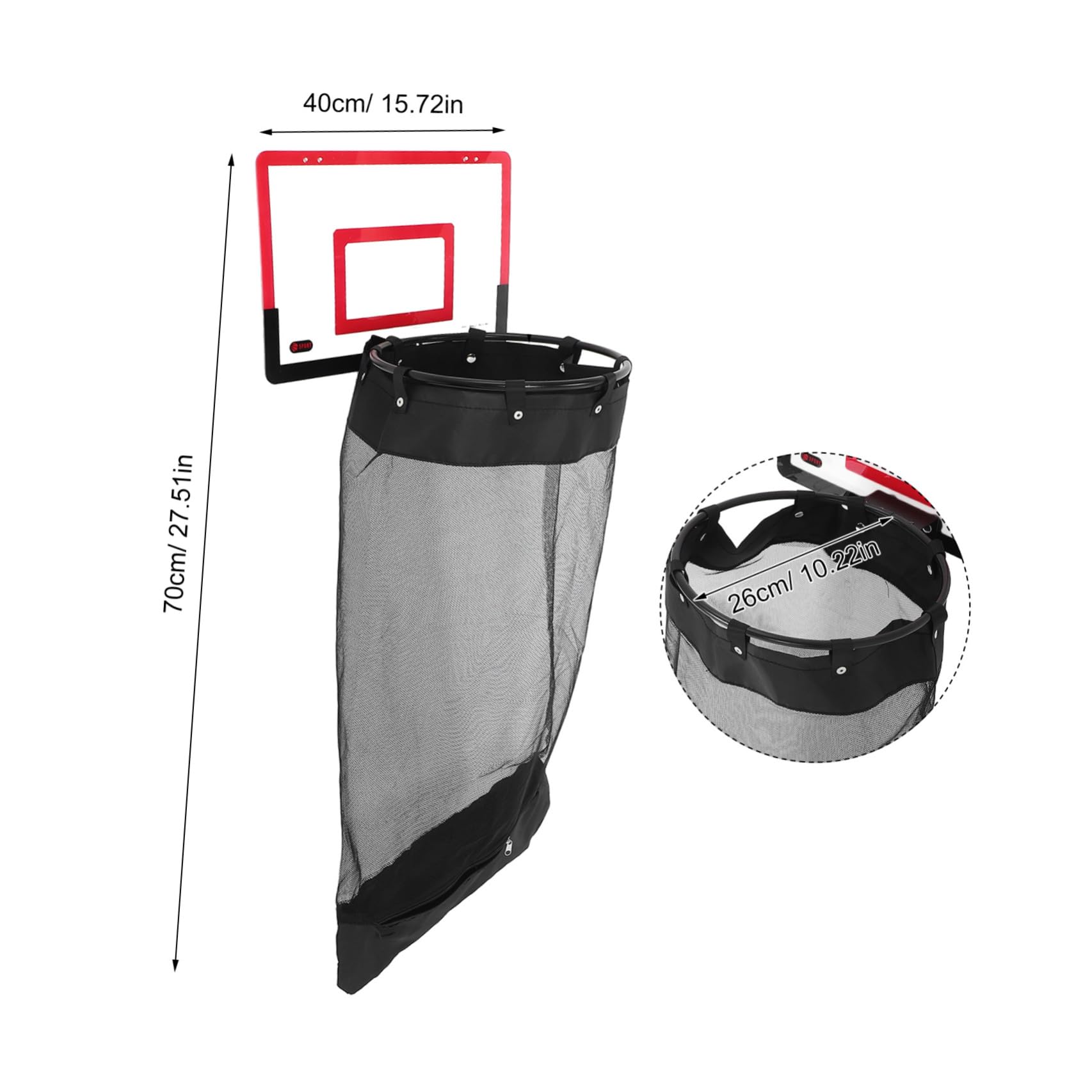 ABOOFAN Panier à Linge Suspendu Gain de Place avec Cerceau de Basket Rouge, Installation Facile, Fermeture Éclair, pour Chambre D'garçon et Filles et Petits Appartements