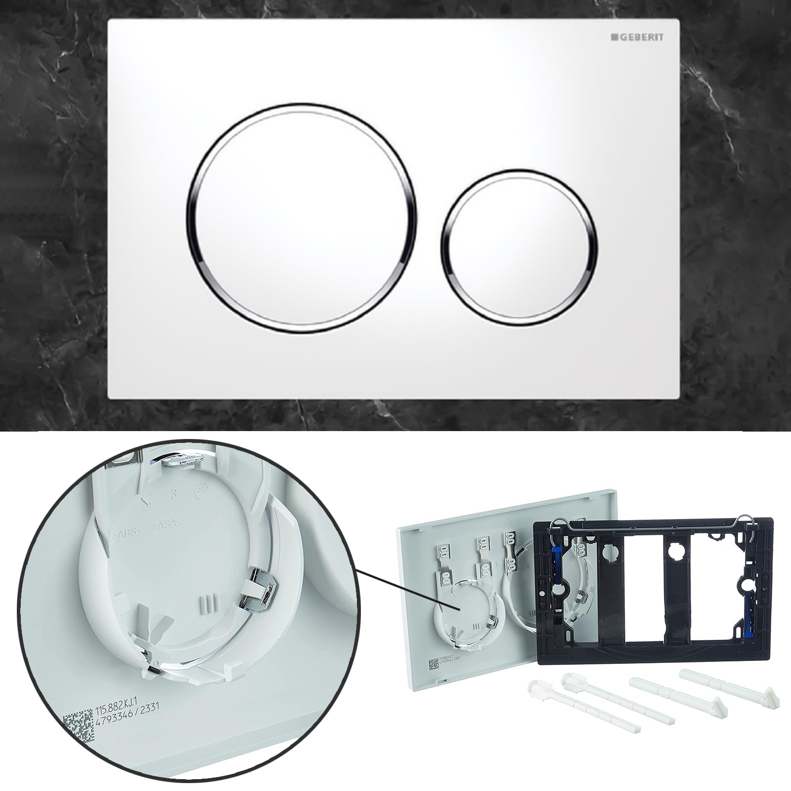 Alpenberger Hänge WC Komplettset | Wand WC Spülrandlos | Toilettendeckel mit Absenkautomatik | Spülkasten Bausatz Betätigungsplatte | Vorwandelement WC Set Komplett | Passend Geberit (8200 CS)