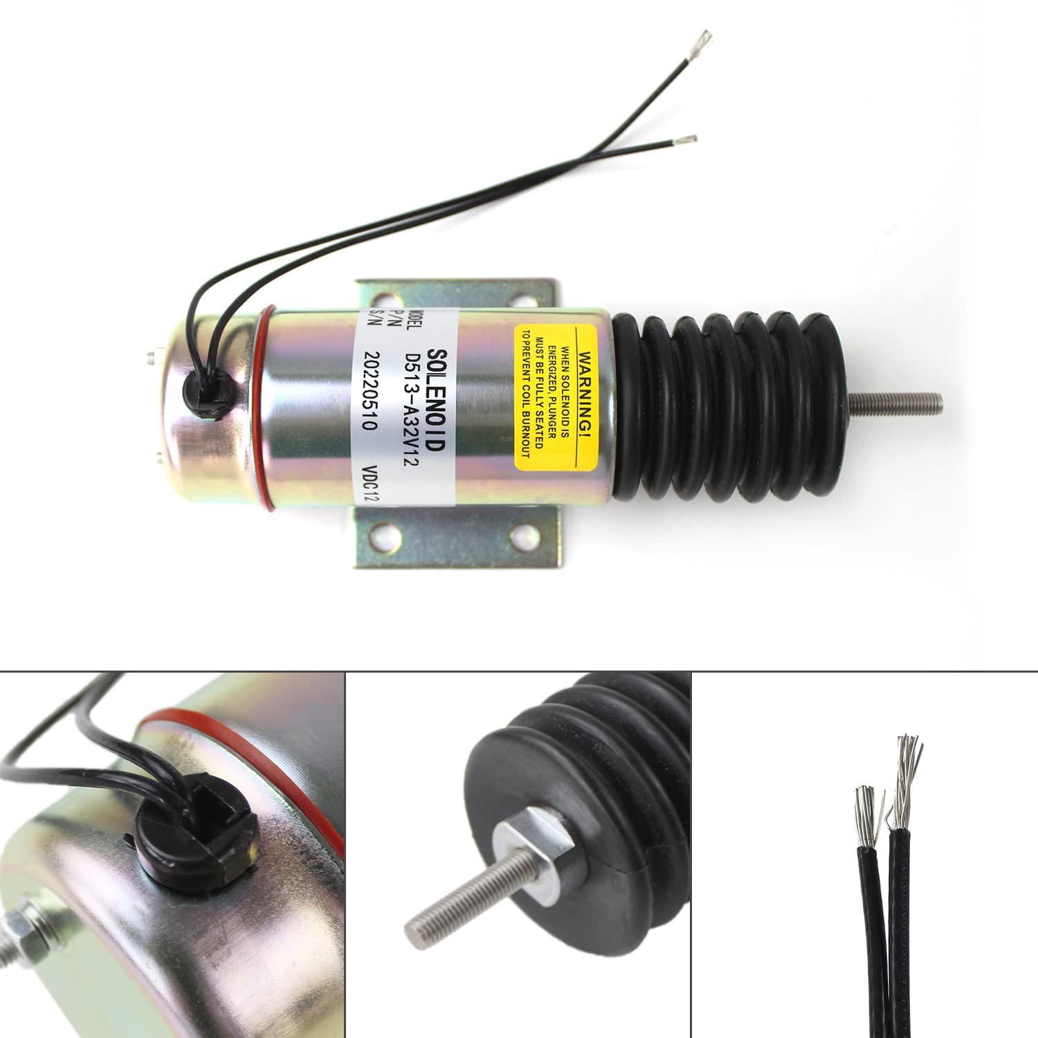 D513-A32V12 2002-12E2U 2001-24E2U1 D513-B32V24 067599-000 - Solenoide de apagado de combustible de 12 V para válvula solenoide de parada de motor Genie JLG Trombetta