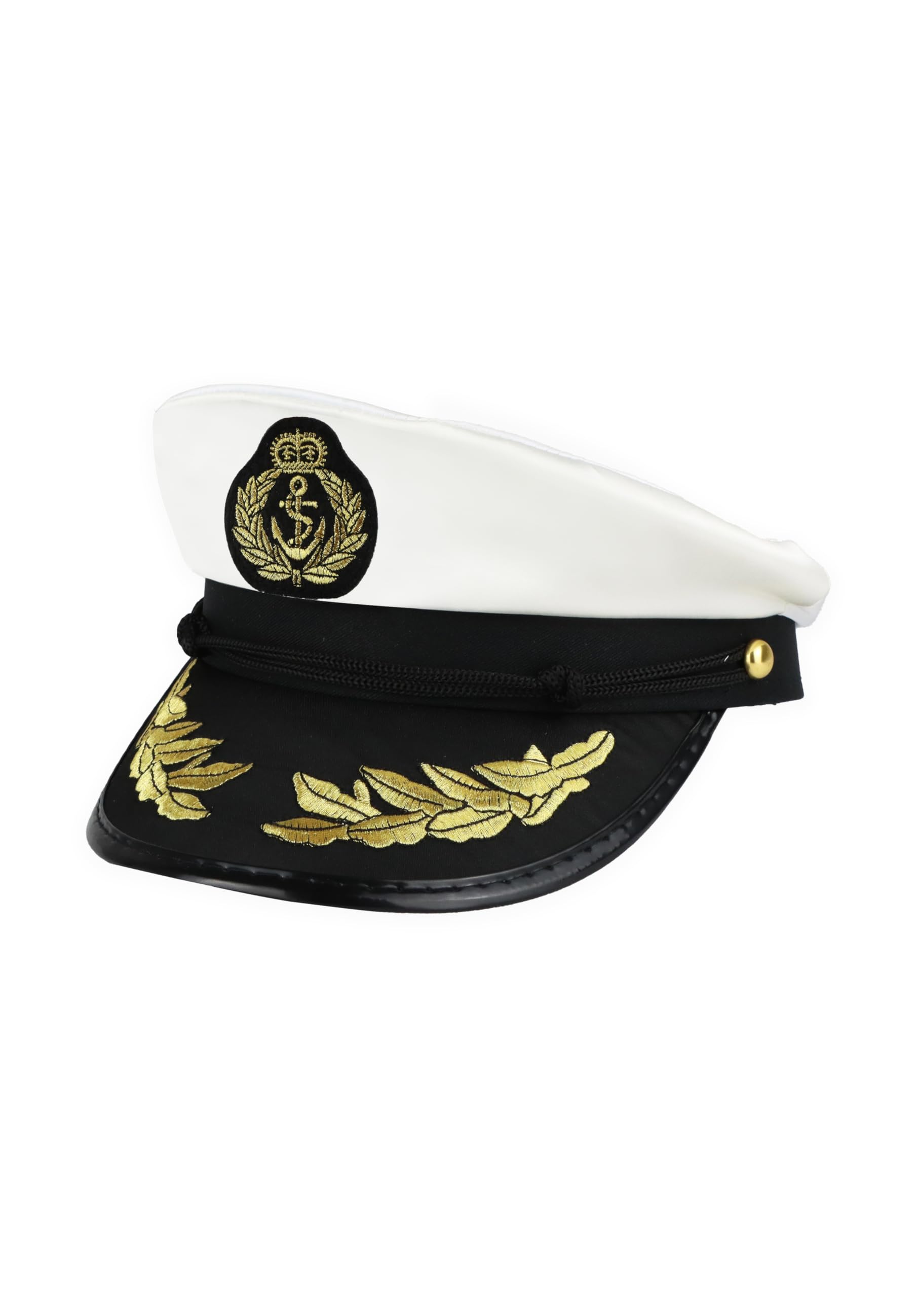 HENBRANDT Pack of 2 Adult Captain Hats - Premium Satin Navy Maritime Fancy Dress Costume Accessory for Men & Women, Gold Embroidered Sailor Officer Cap