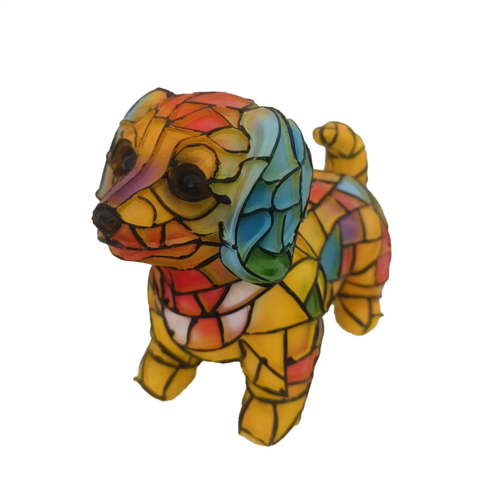 Duqulle Dachshund Lamp Stained Glass, Cat Table Lamp, Colorful Resin Bulldog Tabletop Night Light, Cute Pet Themed, Vintage Animal Night Light for Home Bedroom Living Room Decoration