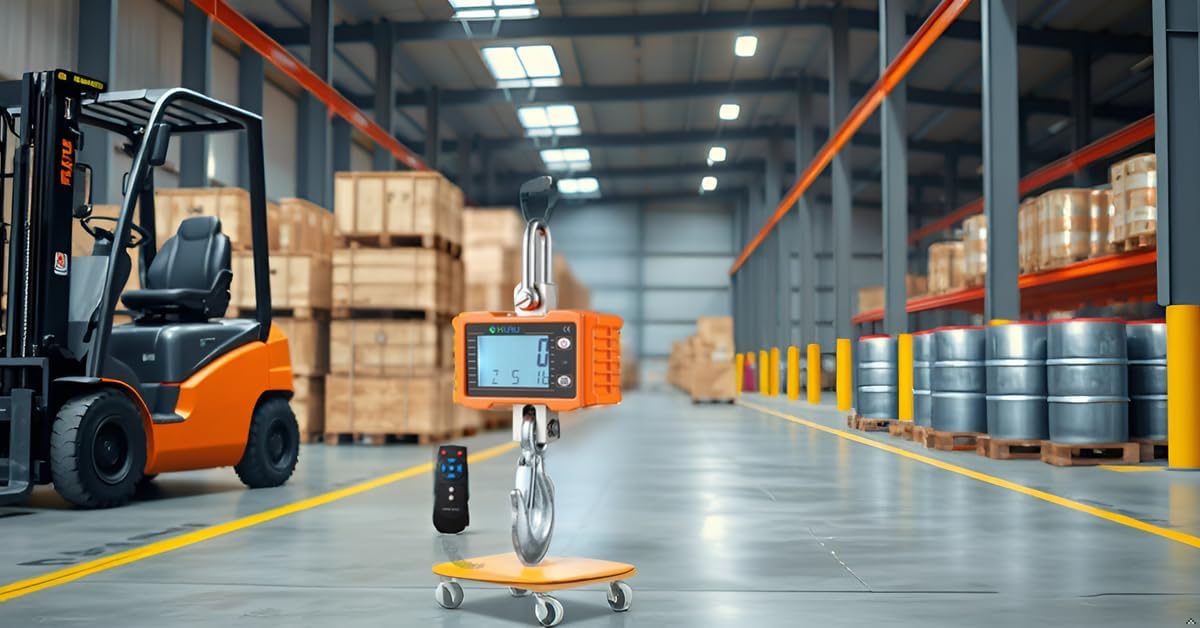 Klau 1000 kg 2000 lb Hanging Scale Digital Industrial Heavy Duty Crane Scale LCD Display with Remote Orange for Home Farm