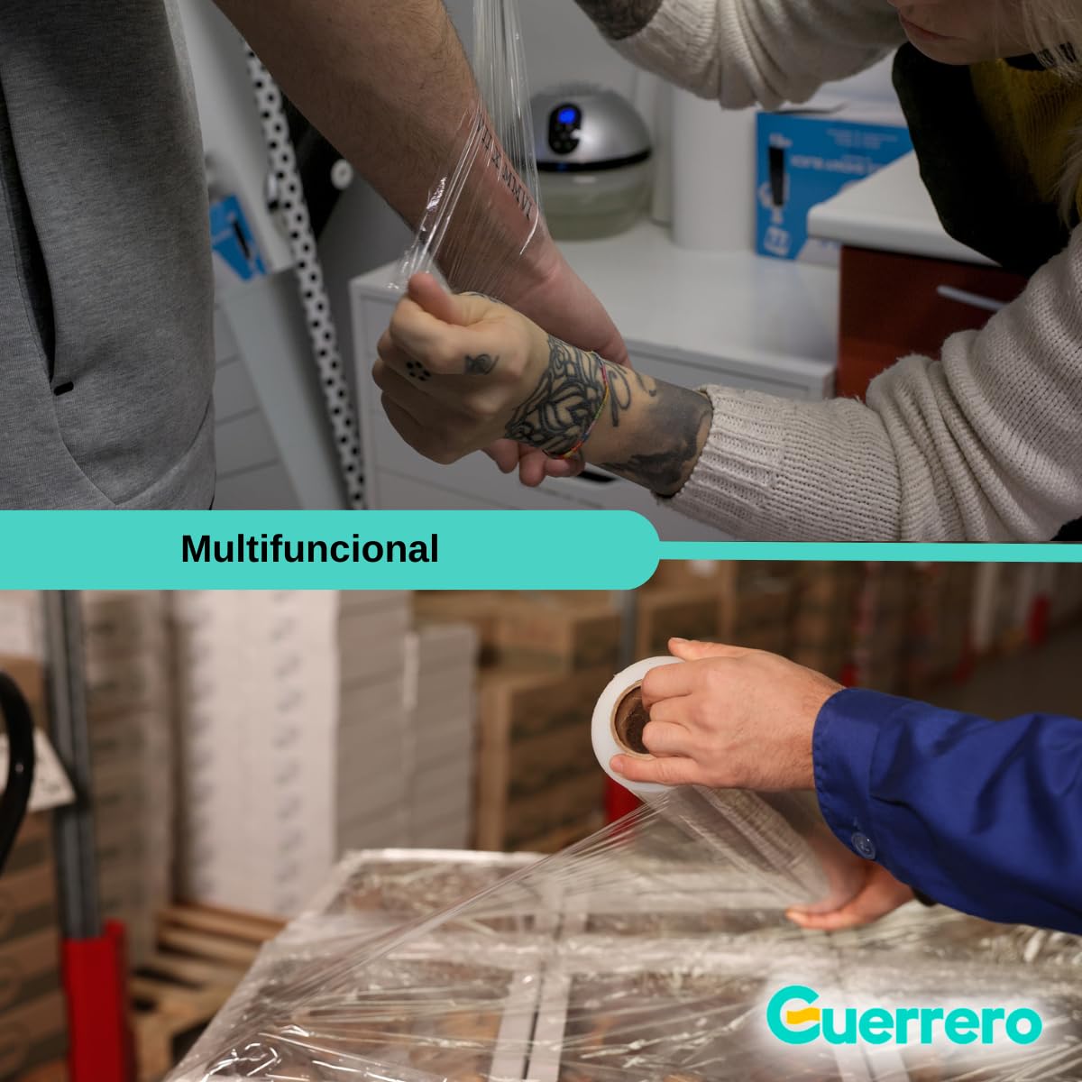 Papel Film Transparente alimentario Industrial - Rollos de Plastico Profesional para Cocina, Industria o Film Tattoo - Pack 3 Bobinas de 30x300 metros Resistente (3 Rollos)