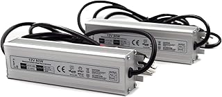 2 Pack LED Driver 12V 80W Waterproof IP67 Power Supply Transformer Adapte 100V-265V AC to 12V DC Low Voltage Output with 3-Prong Plug 3.3 Feet Cable for LED Light, Outdoor Light, Computer Project