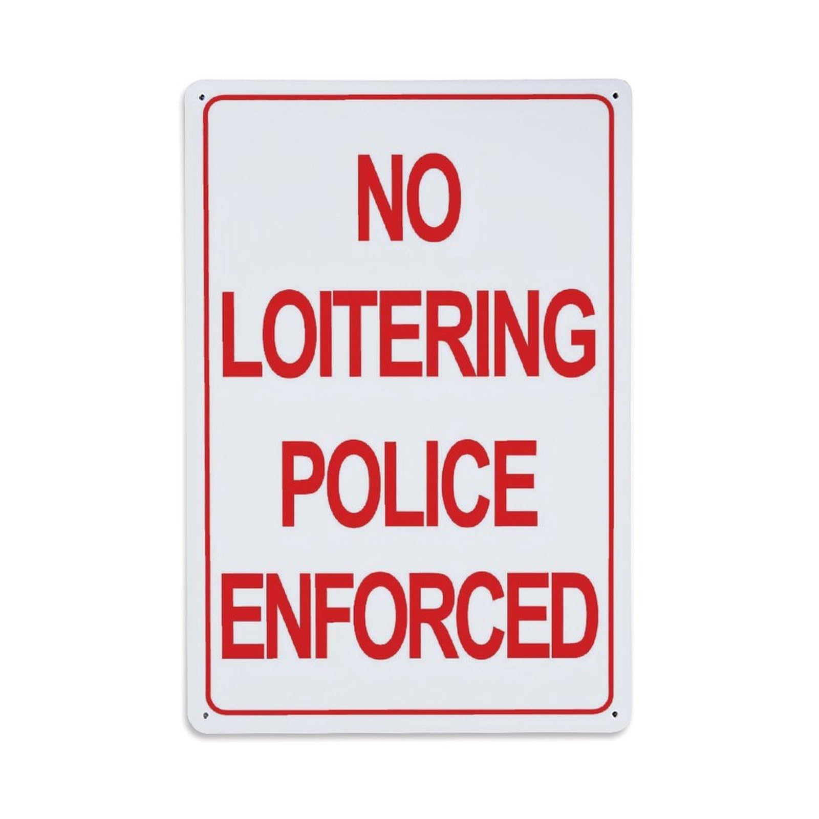 No Loitering Police Enforced Sign Vintage Aluminium Metal Sign, Retro Wall Decor for Home, Bar, Garage & Farmhouse 30x20cm