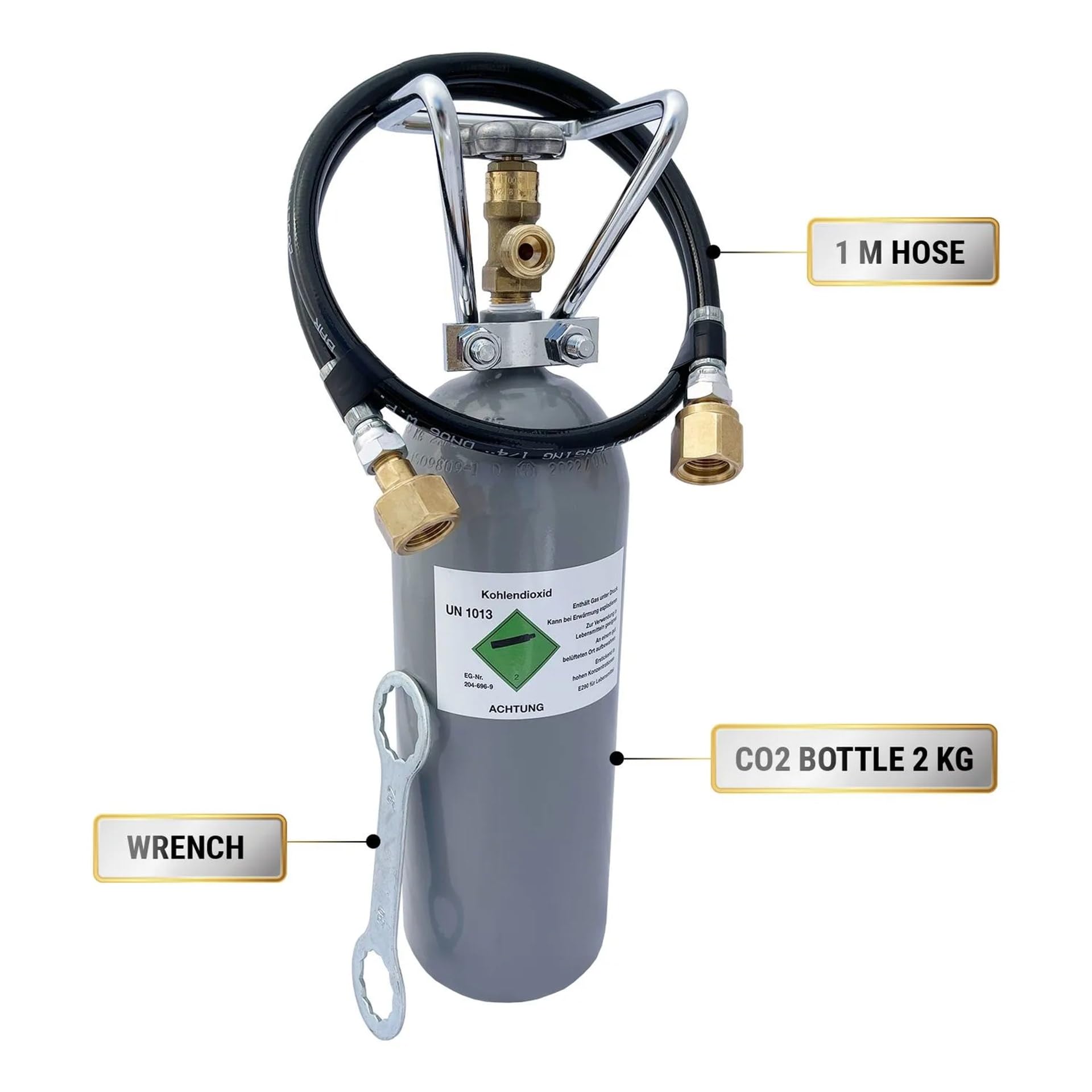 Soda Club Alco Jet - kompletny zestaw CO2 do Sodastream Wassersprudler - butla CO2 0,5 kg, wąż jednoliniowy z adapterem, klucz kwasowy