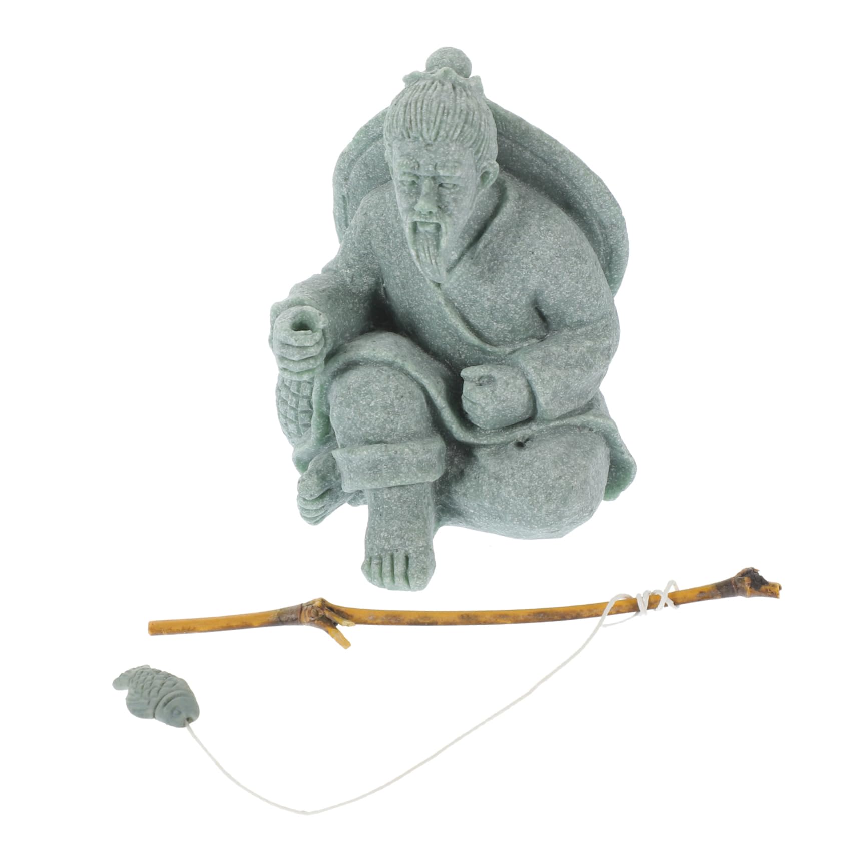 ULTECHNOVO 5 Pièces Mini Statue De Pêcheur Petit Décoratif Décoration D'aquarium Décorations Décor D'aquarium Sculpture Décor De Micro Paysage Figurine D'aquarium Grès Vert