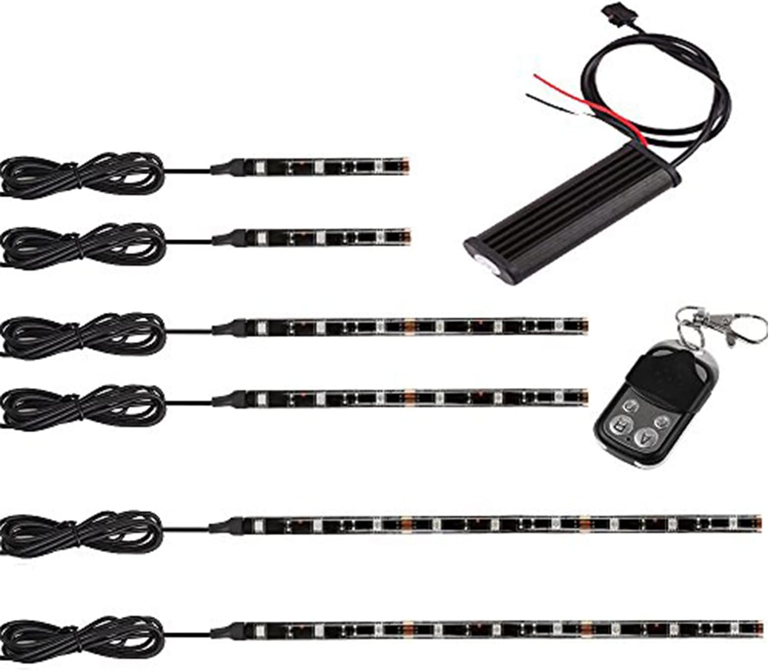 JinXiu 6PCS Muti Color Underbody LED Motorcycle Noen Accent Strip Light Kit with Remote Control