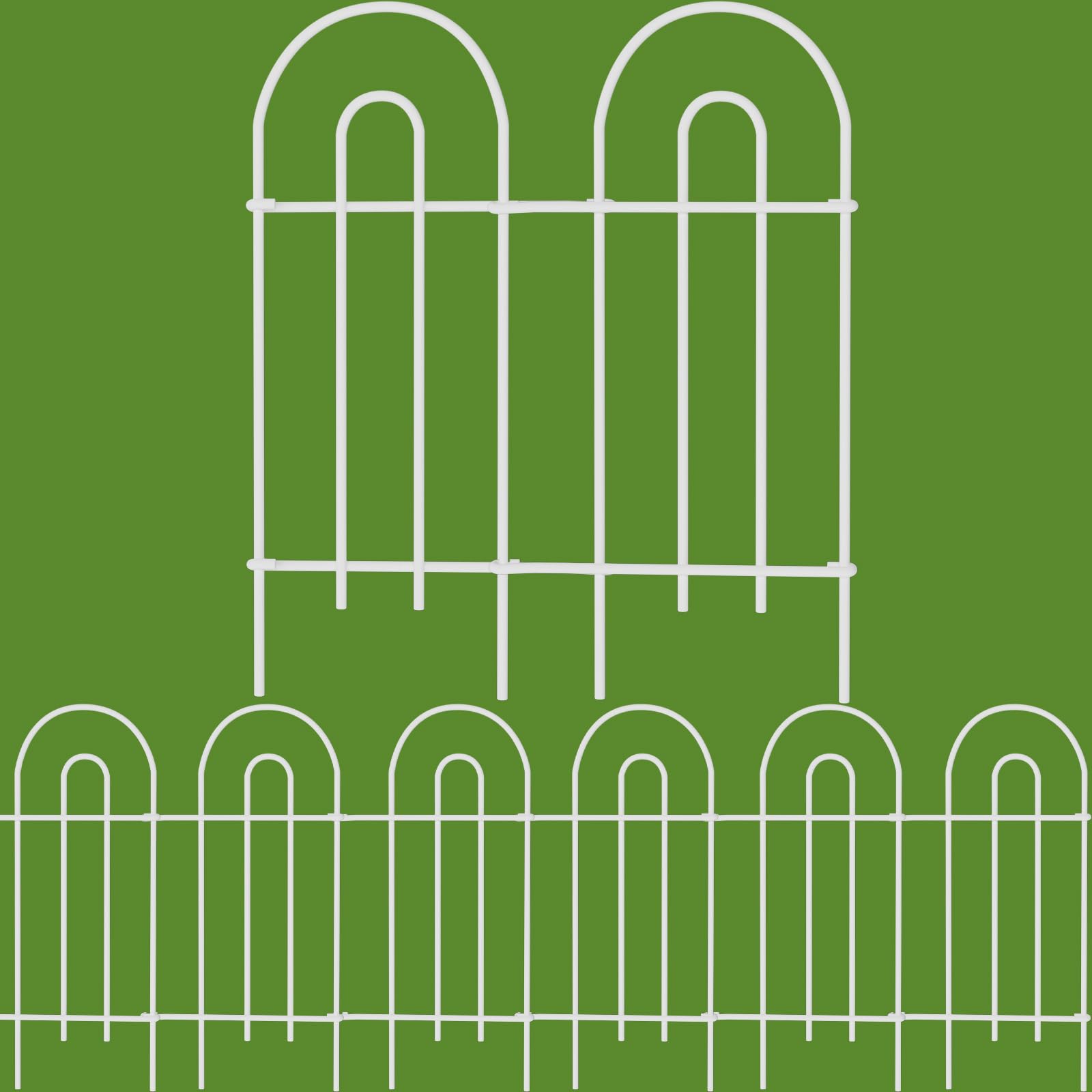 Amagabeli Garden Home-Decorative Garden Fence-Rustproof Iron Landscape Wire Folding Fencing Ornamental Border Edge Section Patio Flower Bed Animal Barrier Outdoor-81 CM(H) x25 CM(W)-14 Panels-White