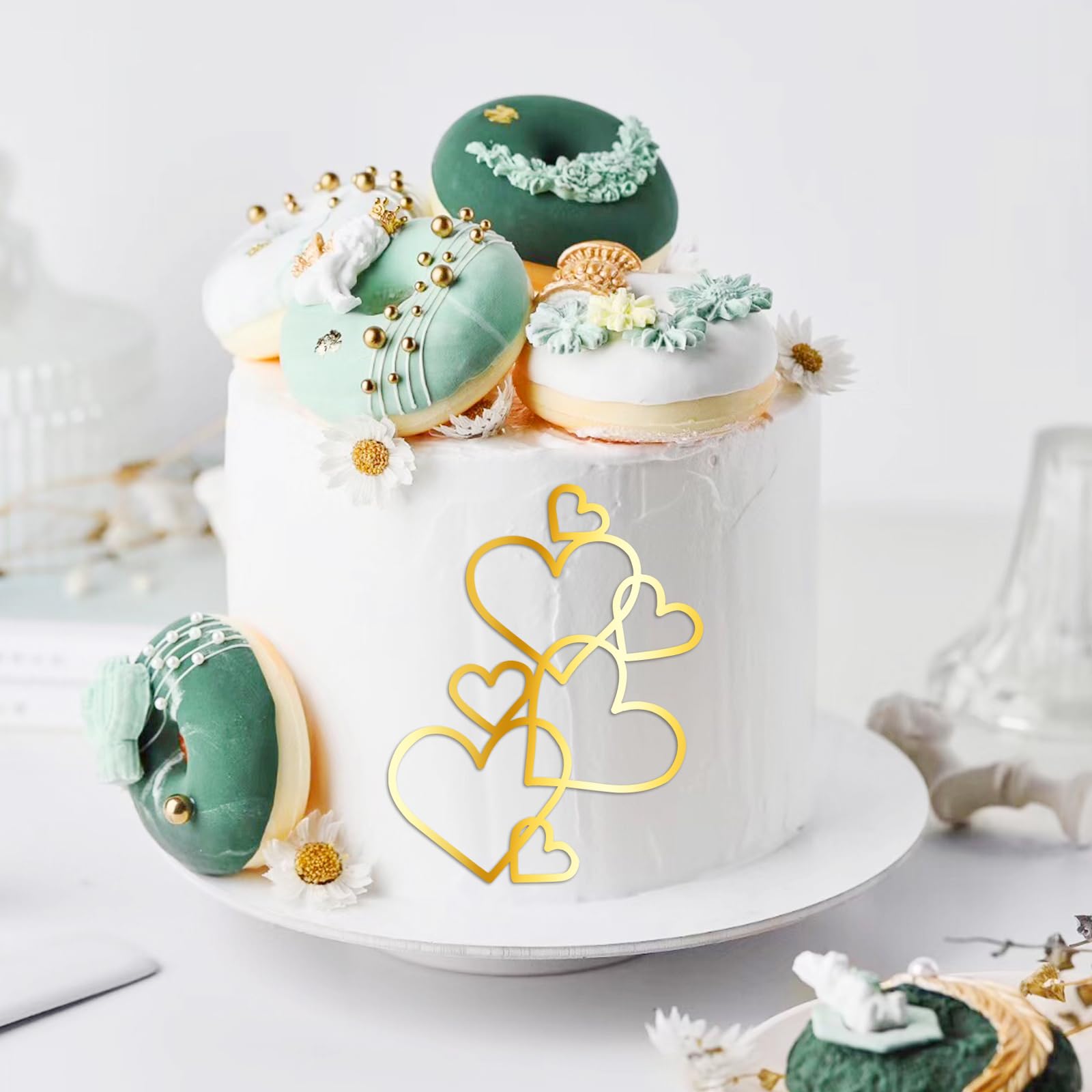 12 Stück Acryl Herz Kuchendekoration - Cake Topper Set Für Hochzeit & Geburtstag