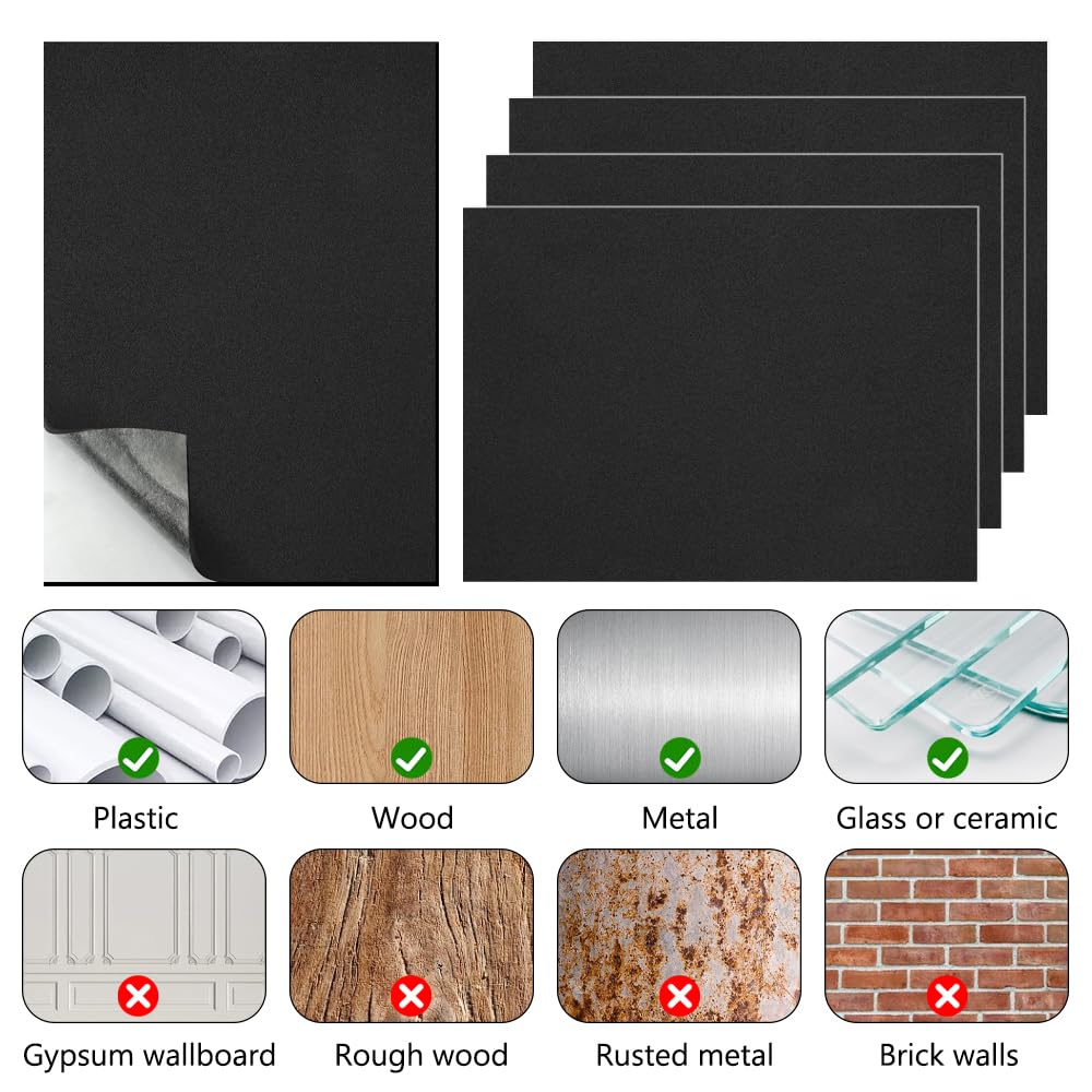 FTXanty Schuimplaat, zelfklevend, zwart, 6 stuks, 300 mm x 200 mm x 3 mm, antislip EVA-schuimmat met kleefrug voor doe-het-zelf meubels, deuren, ramen, knutselen