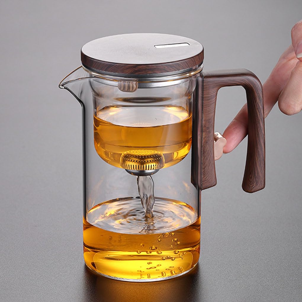 Teiera in vetro con filtro magnetico Facile da preparare Teiera in vetro facile da pulire Filtrazione facile con filtro Teiera trasparente, trasparente, 520 ml