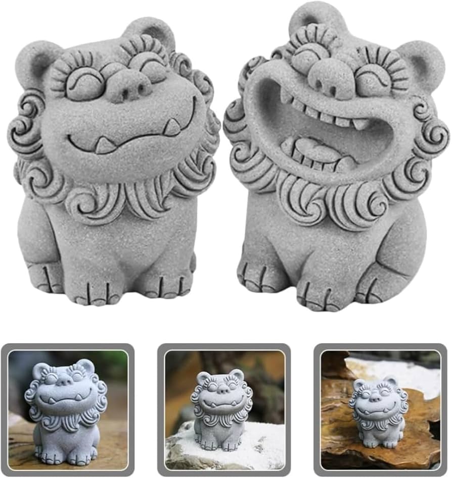 Amazon.co.jp: シーサー 置き物 獅子 魔除け 狛犬 置物 玄関 2個
