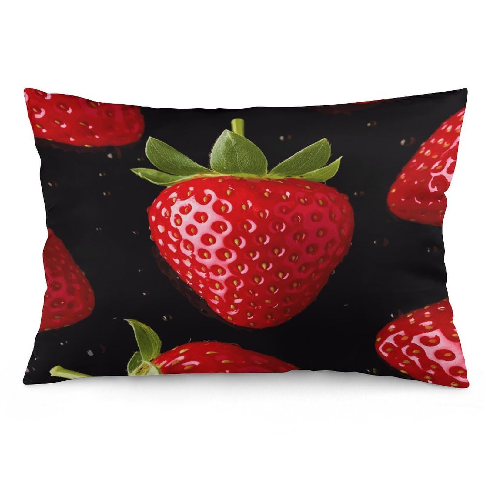 Strawberry Throw Pillow Covers with Silent Zipper Polyester Pillow Protectors Removable Pillow Cases Soft Pillowcase Cozy Pillow Sham Cushion Cover for Sofa Car Bed 20"x30"