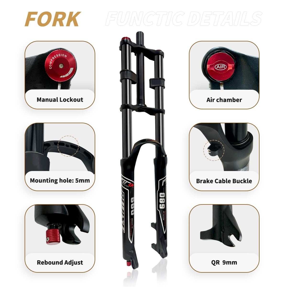 Wkantlaes Mountain Bikes Suspension Air Fork, 20 Inch 24 - View #10