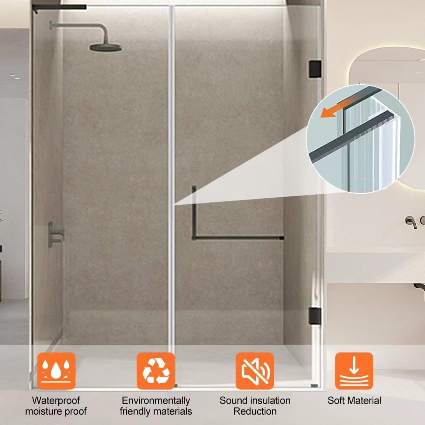 Goma Mampara Ducha,Junta Mampara Ducha, Adecuado para Vierteaguas Mampara Baño Puerta de 6mm,8mm,10mm,12mm de Espesor,Perfil de Mampara para Cristal Recto y Curvado,Fácil Instalar (F,12mm,200cm)