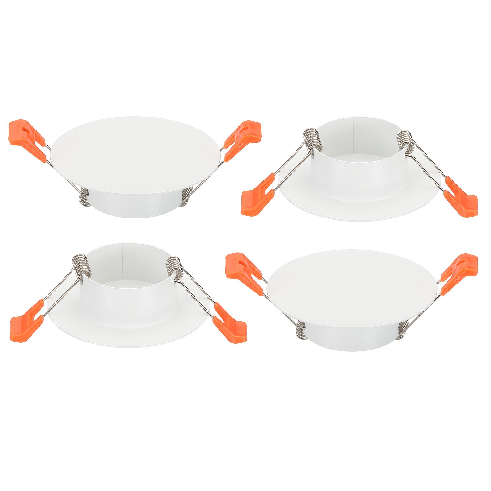 Awclub 2.8-Inch Metal Spring Mount Ceiling Cover Plates, Recessed Light Trim Wall, Downlight Hole Cap Decorative Panel with Buckle Fit 1.4-2.2inch Round Hole Ceiling Openings, Matte White 4 Pack