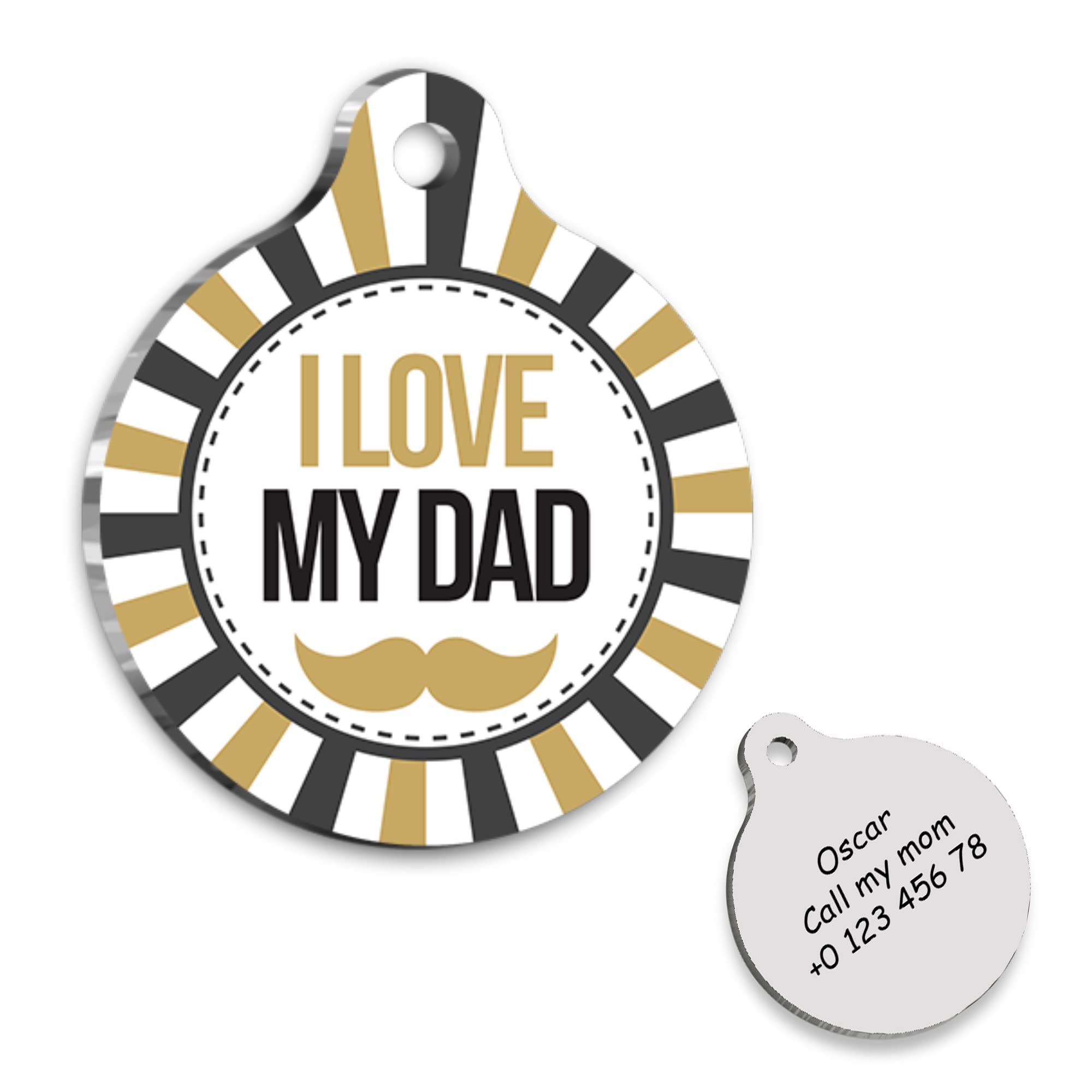 I love my Dad Personalized Dog Tag - Custom Name Tag - ID Tag for Dog & Cat - Customized Pet Tags - Dog & Cat Name id Tag - Dog Name Tag - Engraved Dog Tag