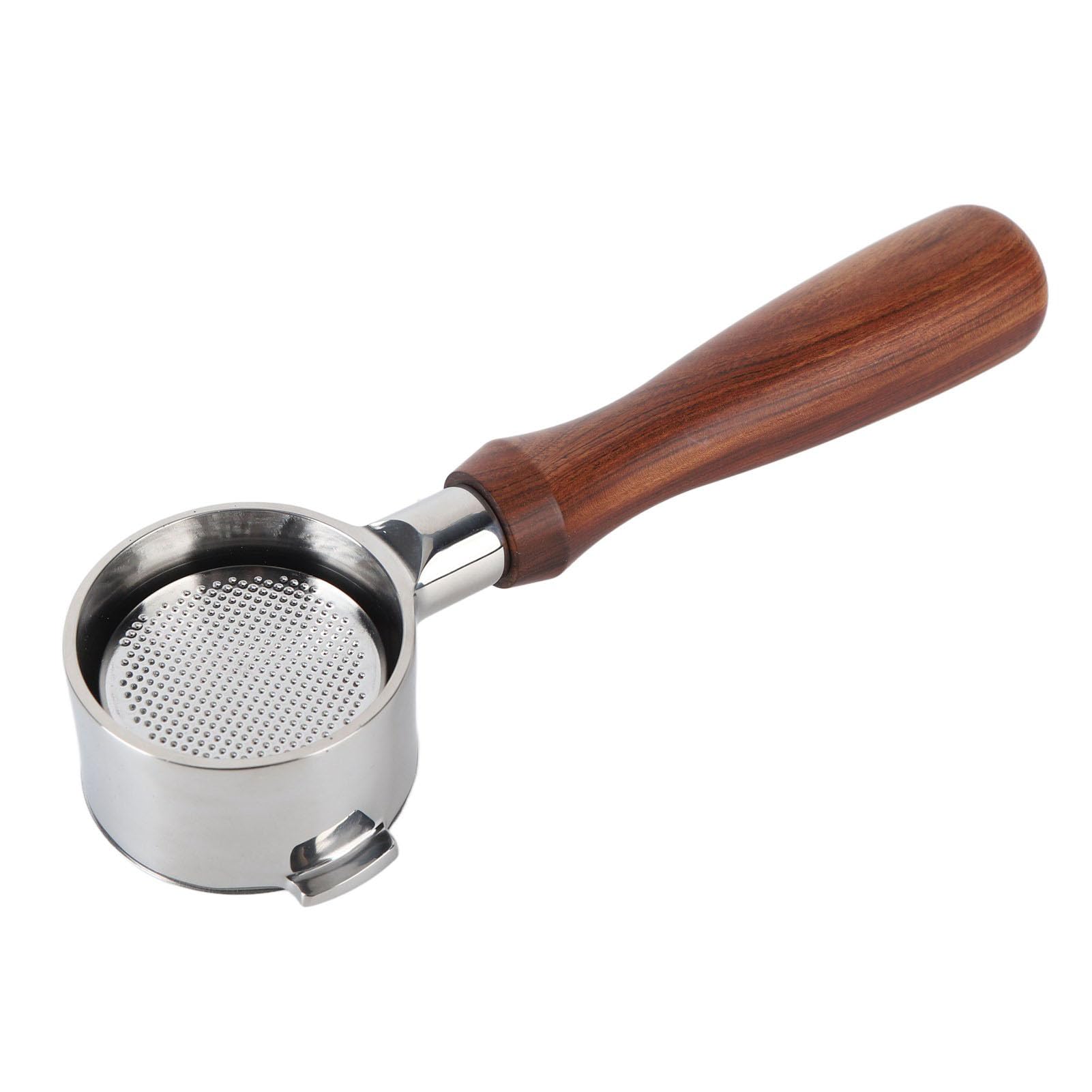 Portafiltro per caffè senza fondo, Portafiltro in acciaio inossidabile con manico ergonomico in legno, design rimovibile e lavabile per macchine da caffè espresso, ampia (UNA)