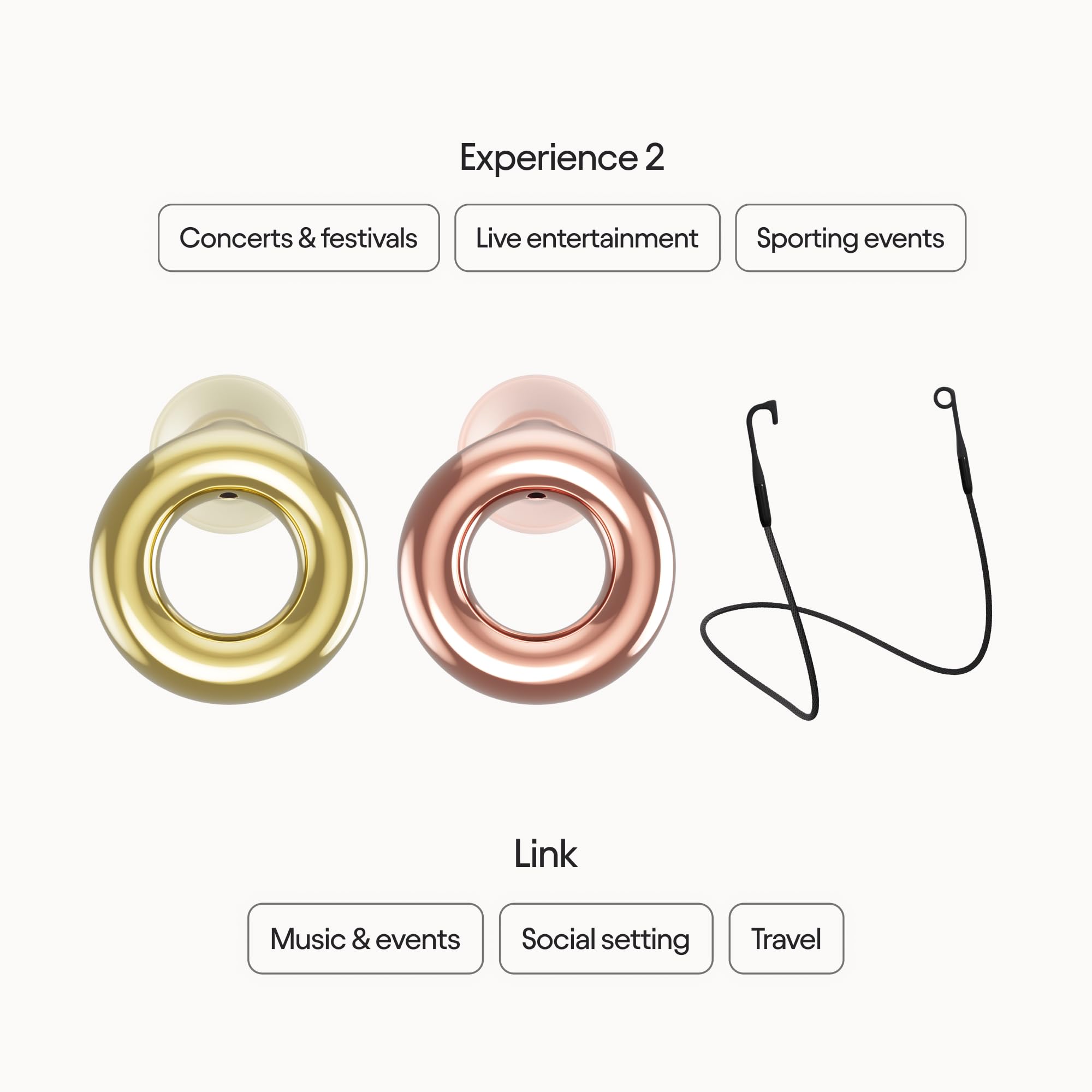 Loop Earplugs, coffret Experience Link – Lot de 2x Experience 2 + Link | Bouchons d’oreille réutilisables pour la sensibilité au bruit, les concerts, spectacles, festivals
