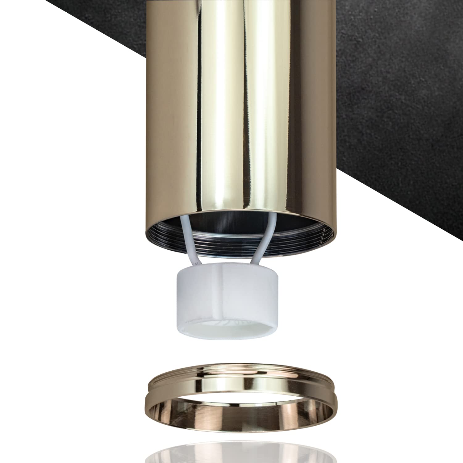 Popp® Foco Cilindro Lámpara GU10 (Bombilla No incluida) Colgante Techo Superficie Interior Moderno IP20 Ø52*200mm (Pack 5, Dorado)