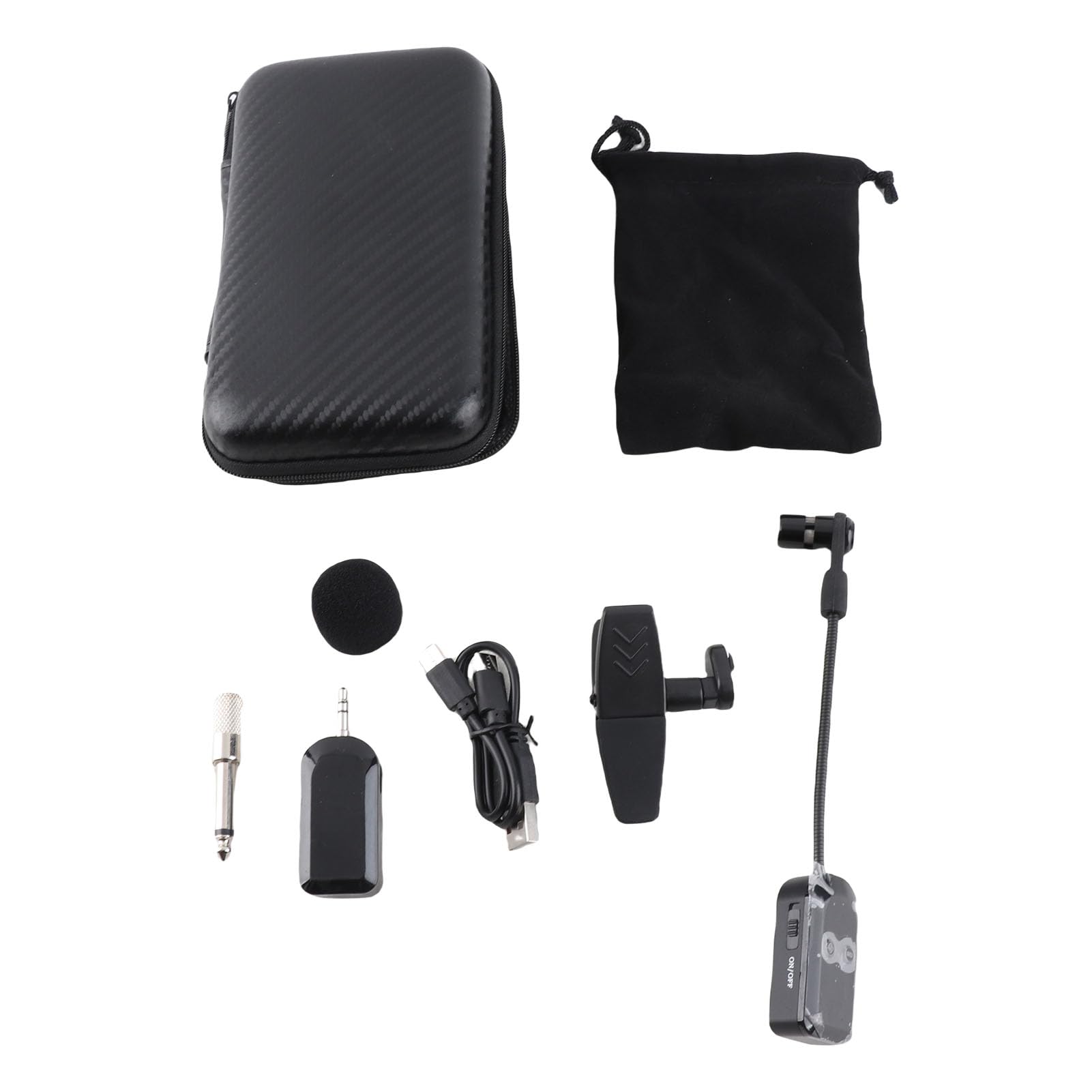 Microfono per Strumenti Wireless, Microfono per Sassofono, Ricevitore e Trasmettitore Wireless, Portata 131 Piedi, Plug & Play, per Trombe, Clarinetto, Violoncello
