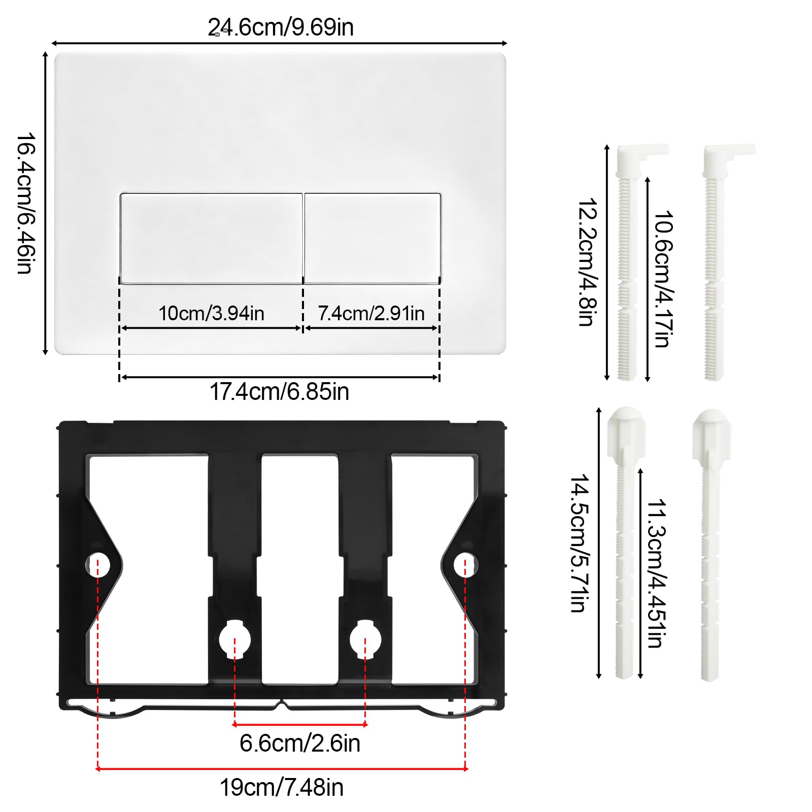 Placca di comando WC, piastra di scarico a doppio scarico compatibile con GEBERIT SIGMA01/20/21/30 UP300/320, placca di ricambio 115.770.11.5, dimensioni 246×164mm, bianco