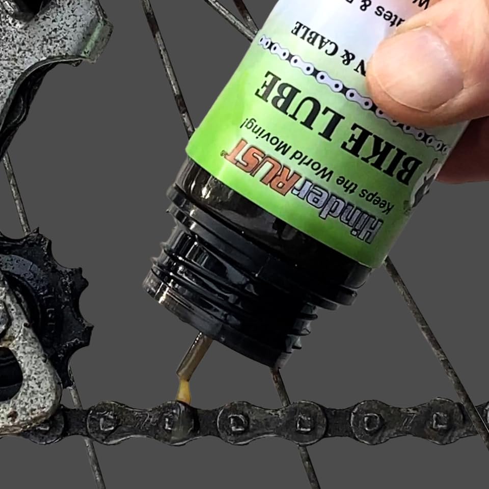 HinderRUST Bike Lube: Cleans, Lubricates, and Protects Bicycle Gears, Chains, and Cables- Safe to use with e-Bikes and e-Scooters (118 mL (4 fl oz) Dropper Tip Bottle)