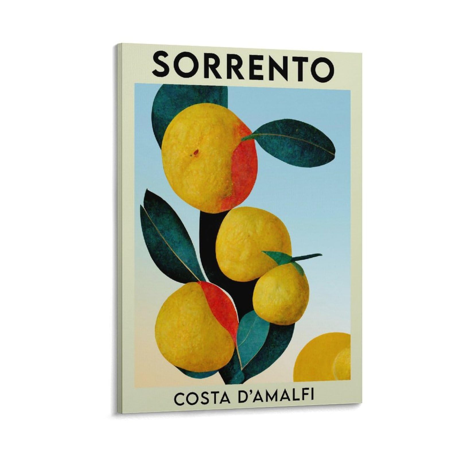 Fupmtklt Frame-Style Sorrento Lemons Fruit Market Minimalist Abstract Mid Century Modern Italy Travel Canvas Poster Bedroom Decor Landscape Office Room Decor Gift 24X36inch(60X90cm)