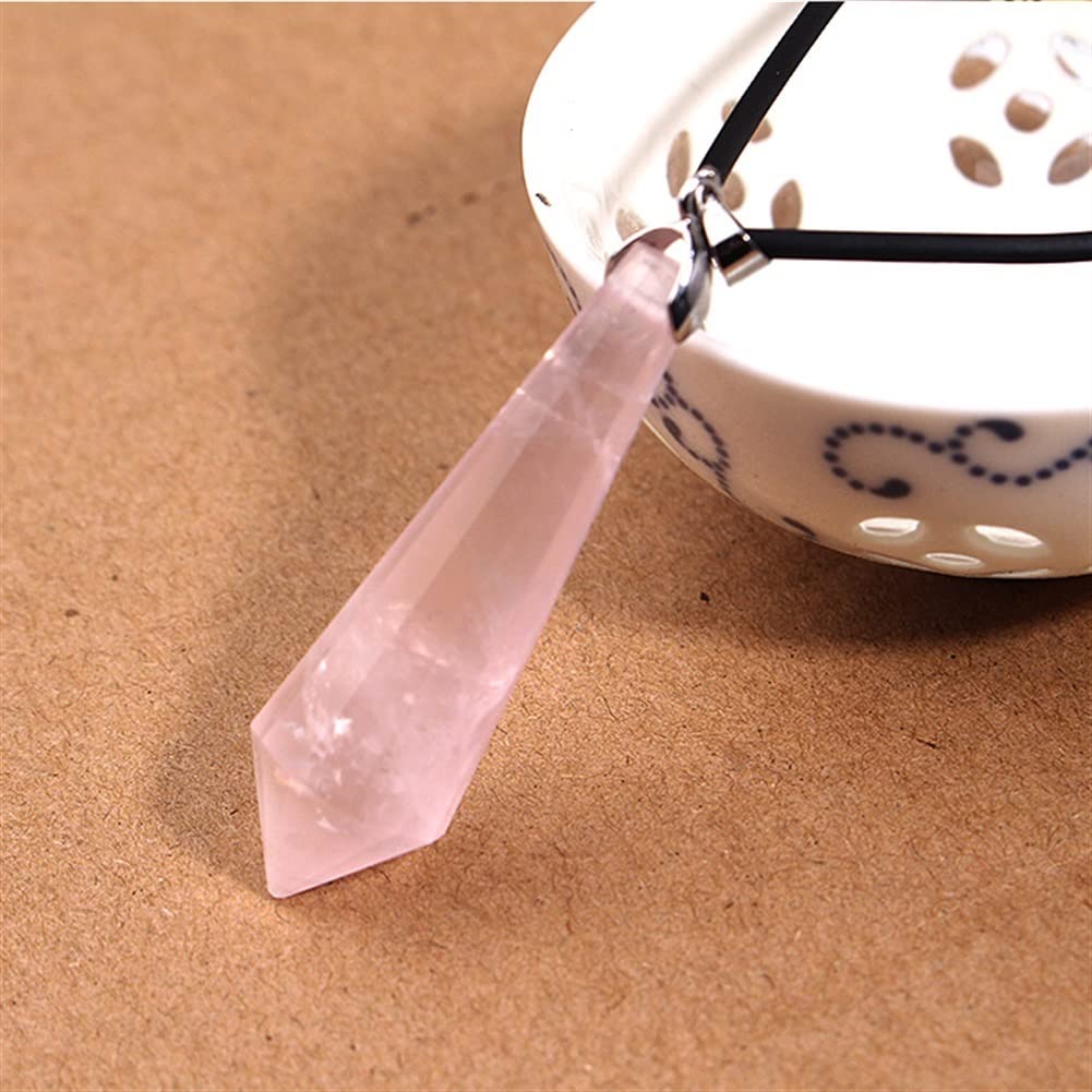 Haussammlung Natürlicher klarer Amethyst-Quarz-Kristallstein, Punkt-Edelstein-Anhänger, Pendel, Steine ​​und Mineralien, natürlicher Kristall, PEIQIYIN(Color:Rose Quartz)
